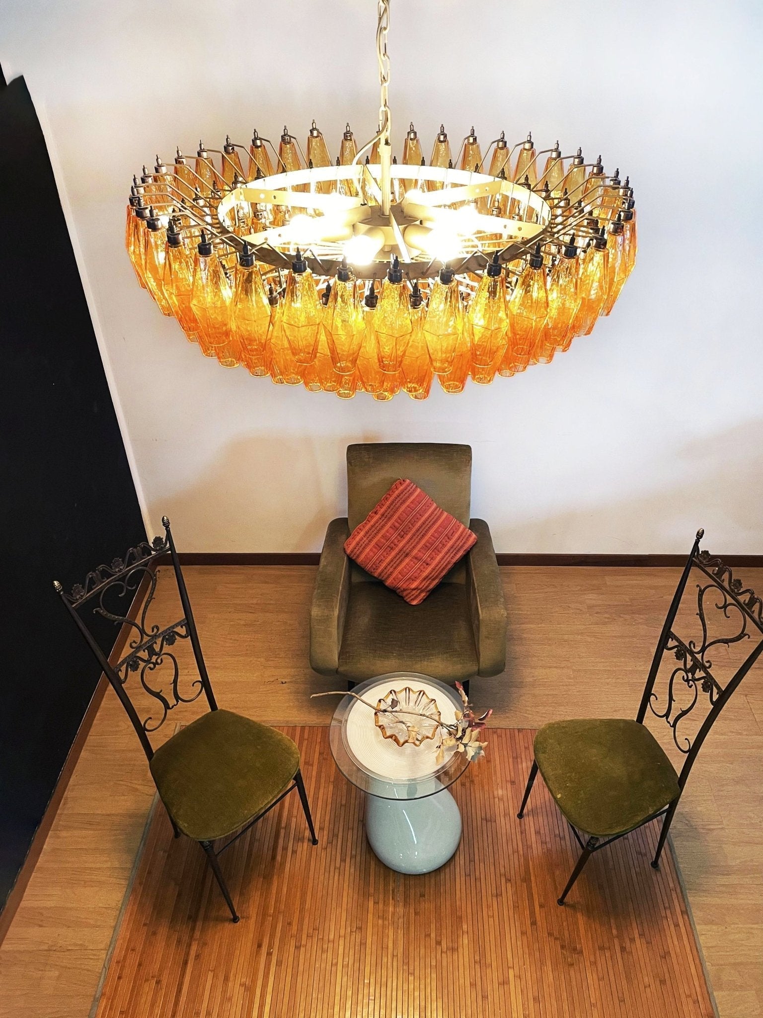Murano Chandelier Amber Layered Oval - Blowlighting