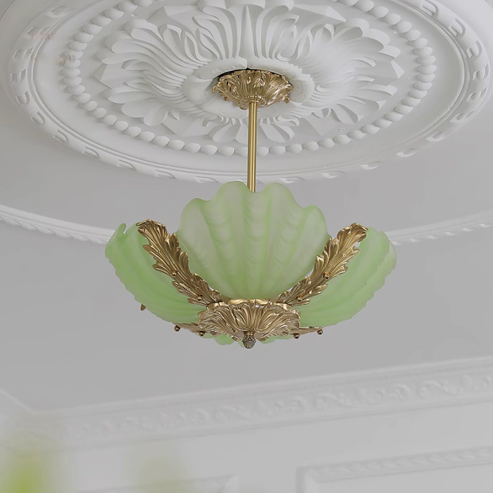 Pendant Lamp Pink Murano Shell with Brass Baroque Artistic Flair - Letslighting