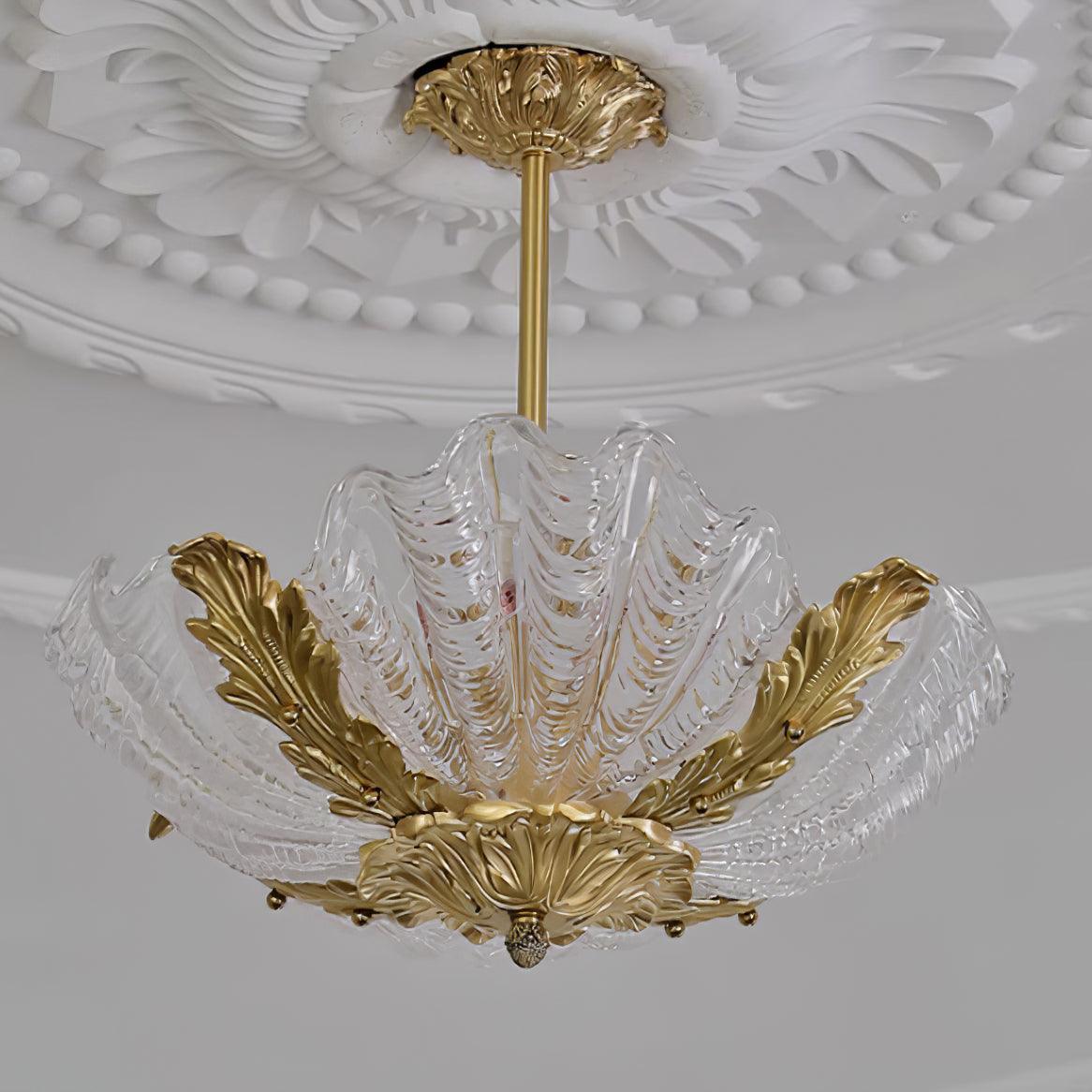 Pendant Lamp Pink Murano Shell with Brass Baroque Artistic Flair - Letslighting