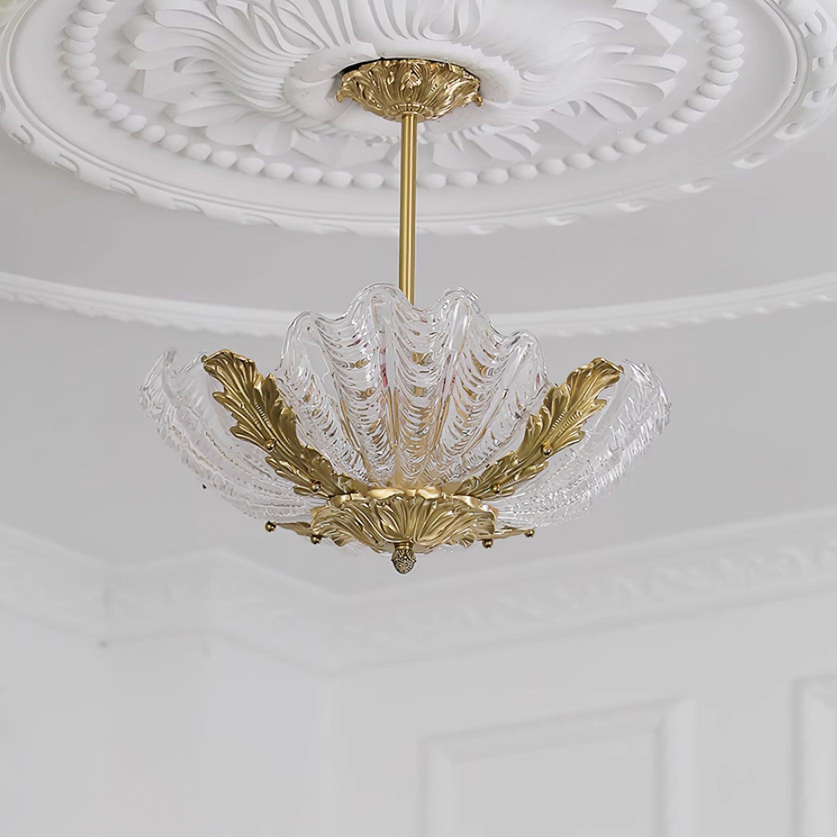 Pendant Lamp Pink Murano Shell with Brass Baroque Artistic Flair - Letslighting