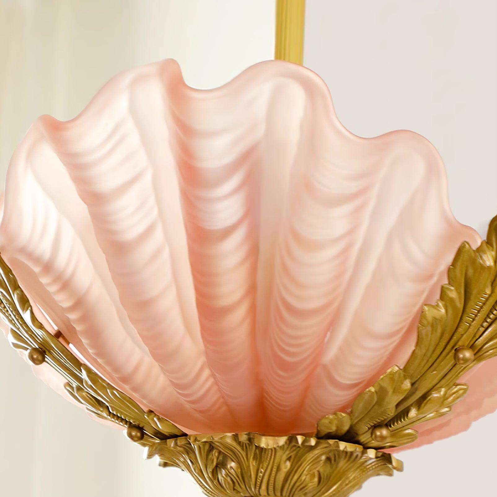 Pendant Lamp Pink Murano Shell with Brass Baroque Artistic Flair - Letslighting