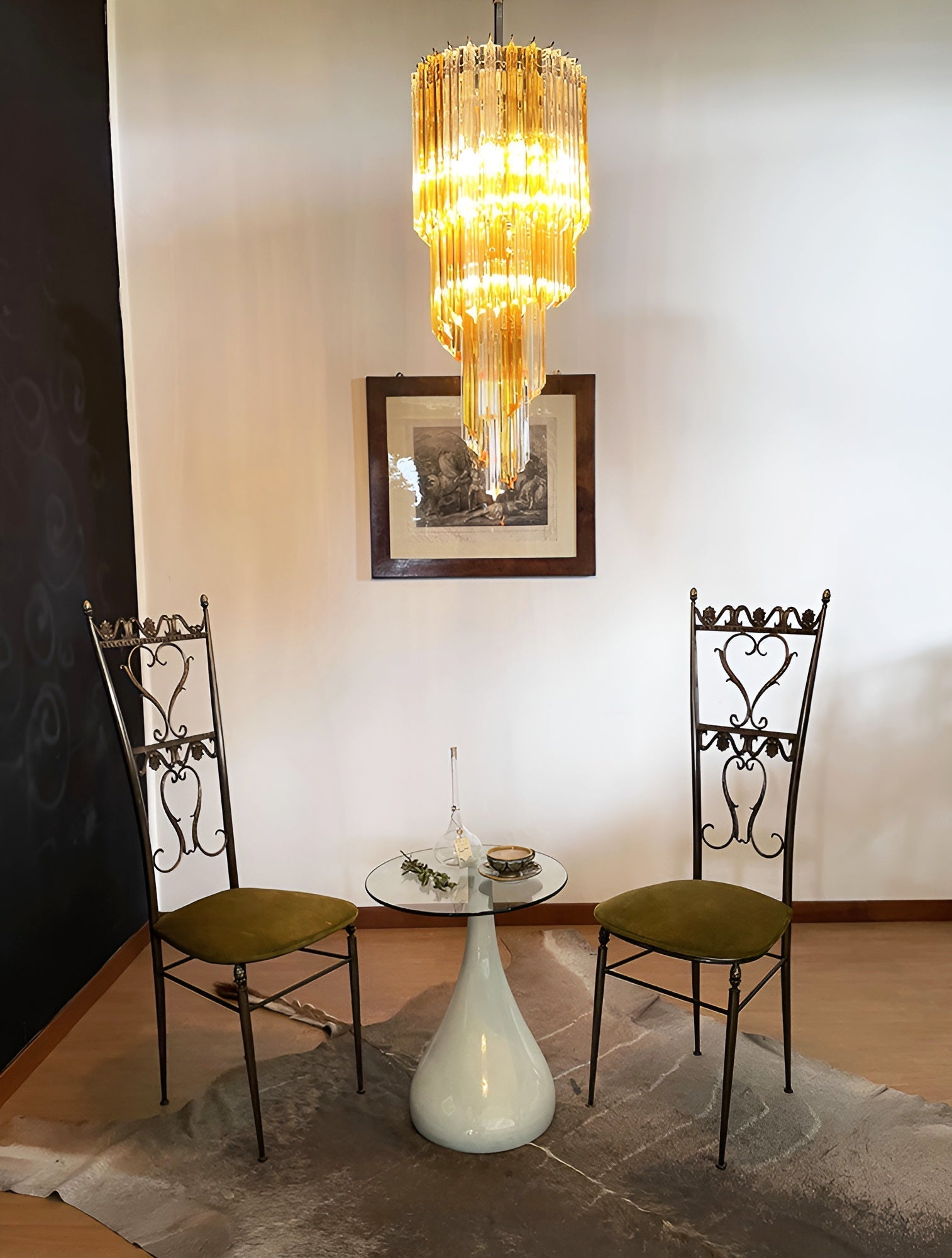 Aurora Chandelier Spiral Pink Prism Tiered - Letslighting