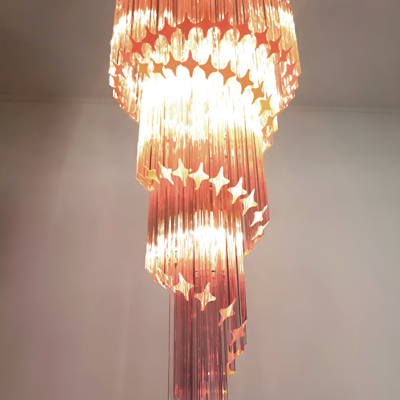 Aurora Chandelier Spiral Pink Prism Tiered - Letslighting