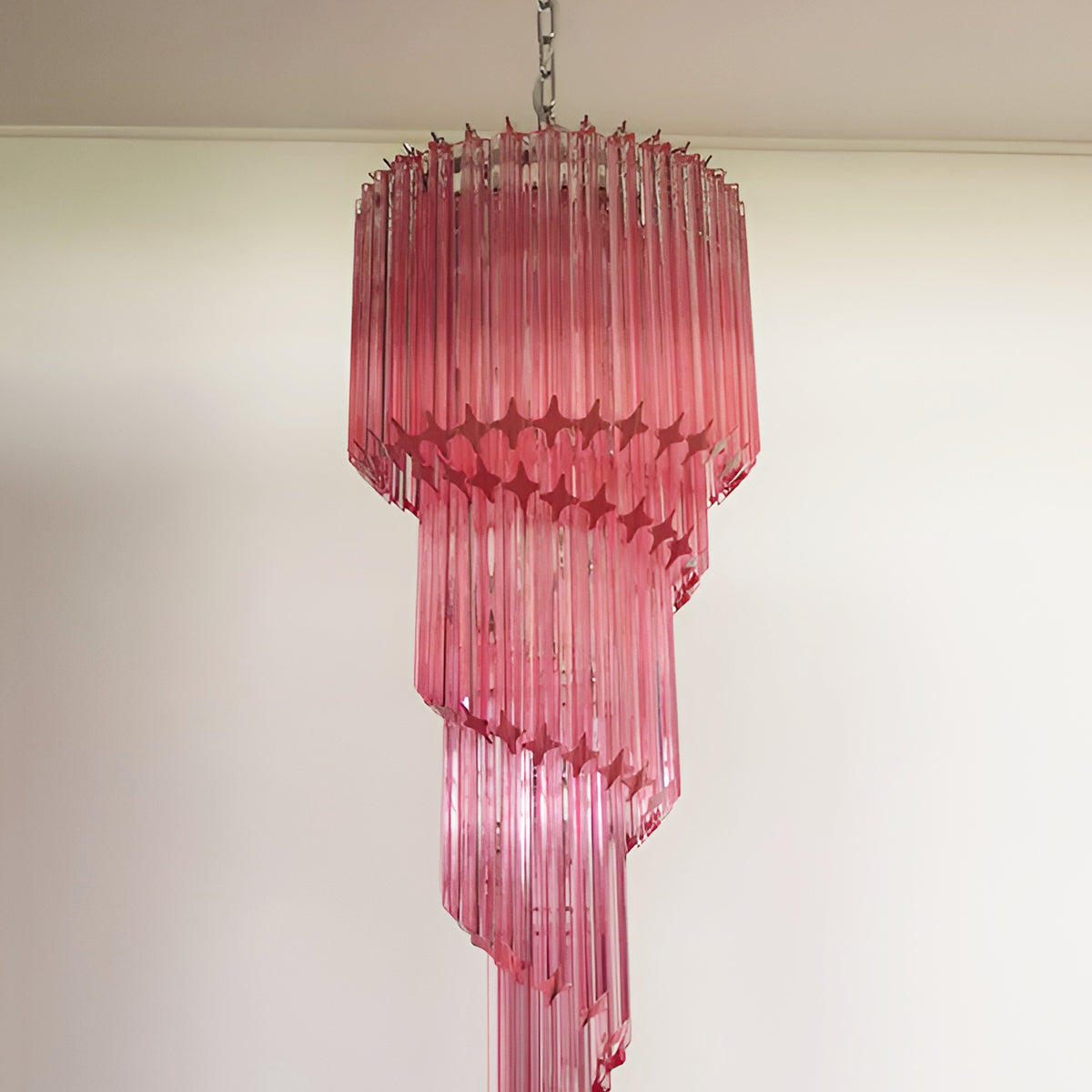 Aurora Chandelier Spiral Pink Prism Tiered - Letslighting