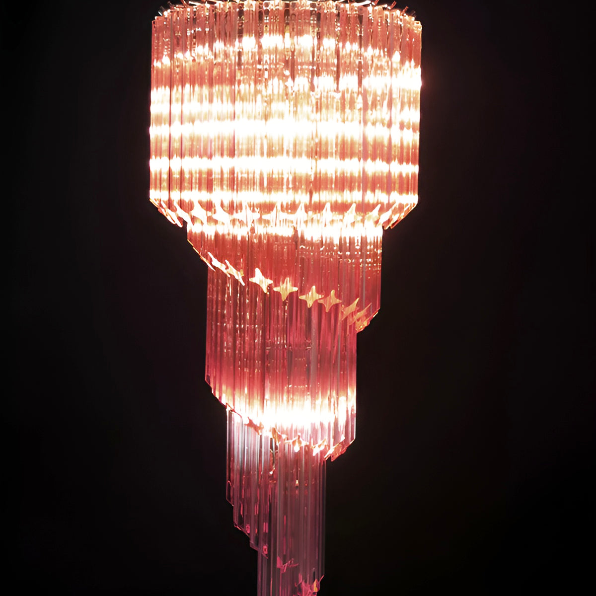 Aurora Chandelier Spiral Pink Prism Tiered - Letslighting