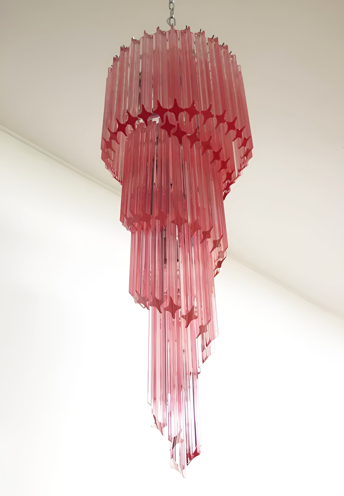 Aurora Chandelier Spiral Pink Prism Tiered - Letslighting