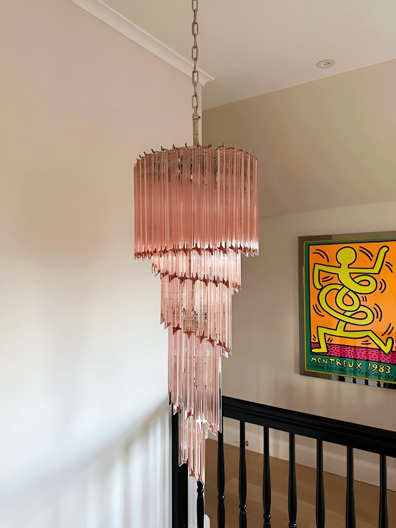 Aurora Chandelier Spiral Pink Prism Tiered - Letslighting