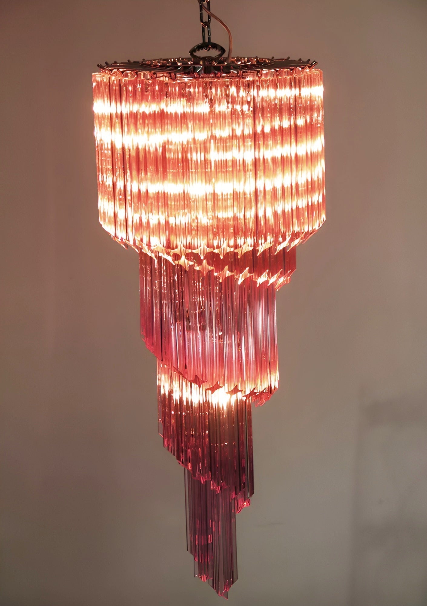 Aurora Chandelier Spiral Pink Prism Tiered - Letslighting