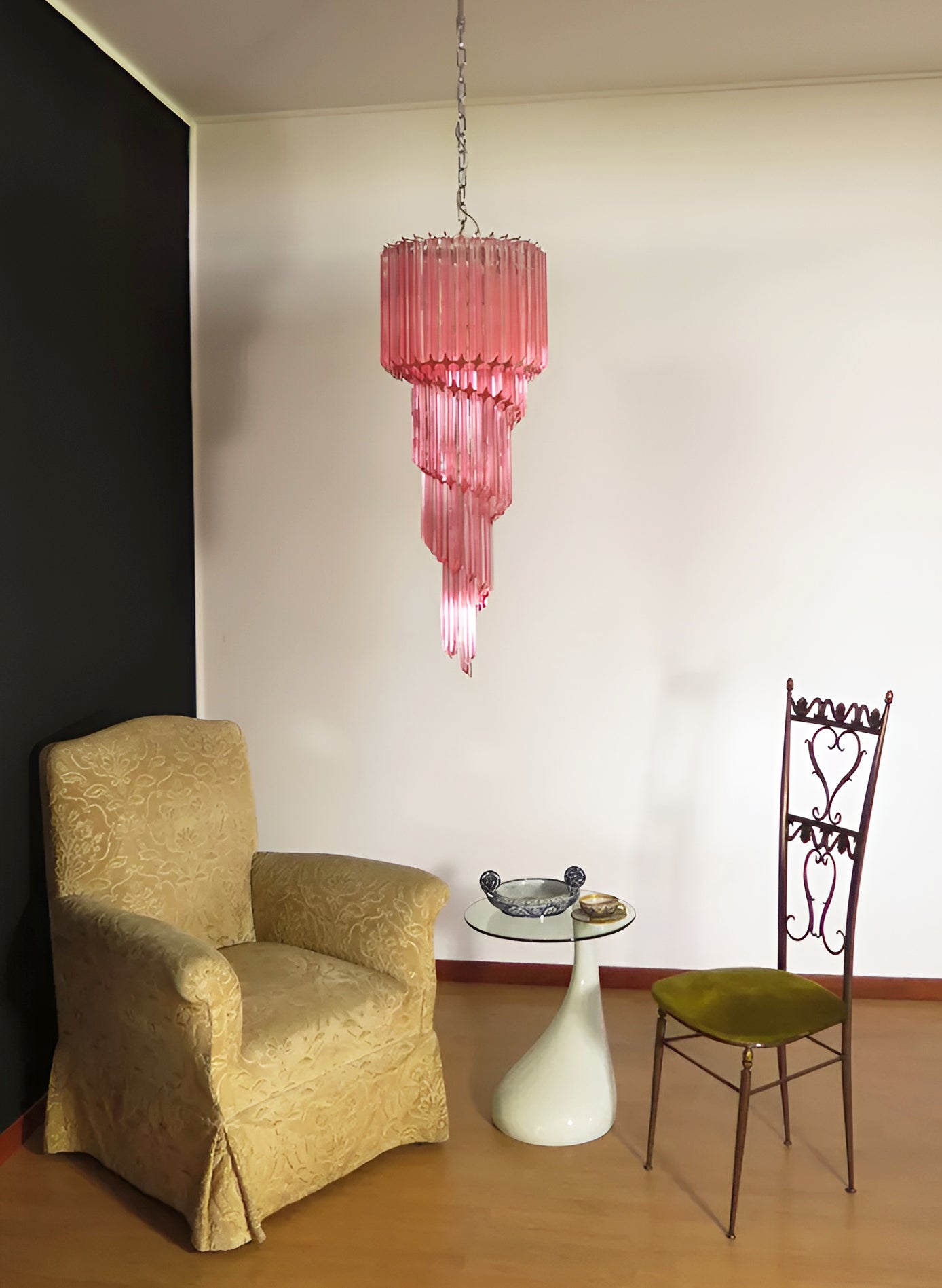 Aurora Chandelier Spiral Pink Prism Tiered - Letslighting