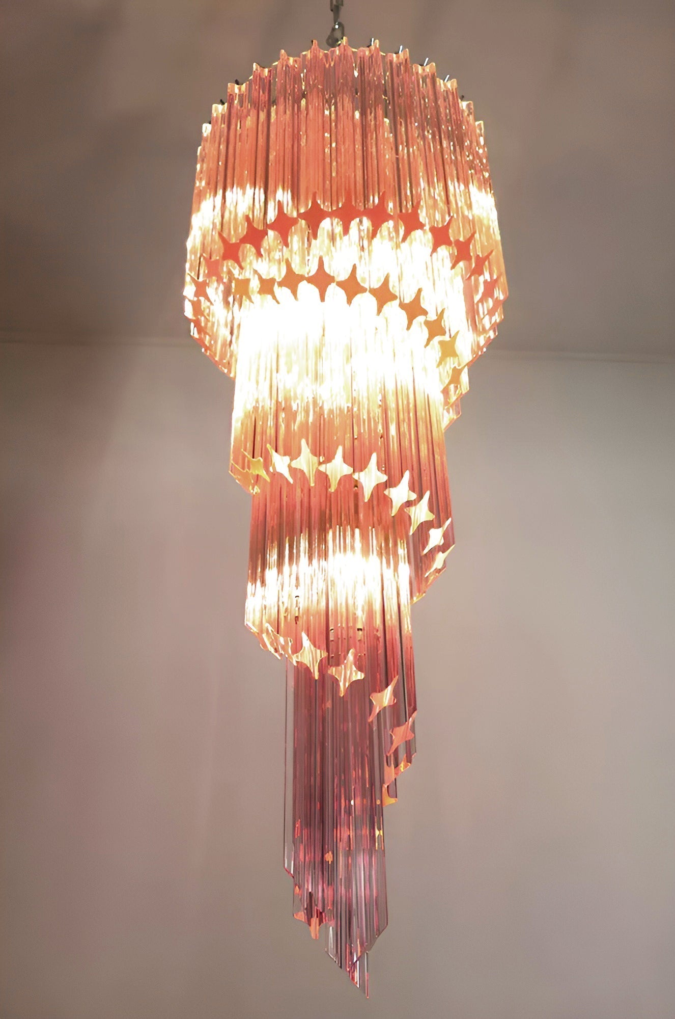 Aurora Chandelier Spiral Pink Prism Tiered - Letslighting