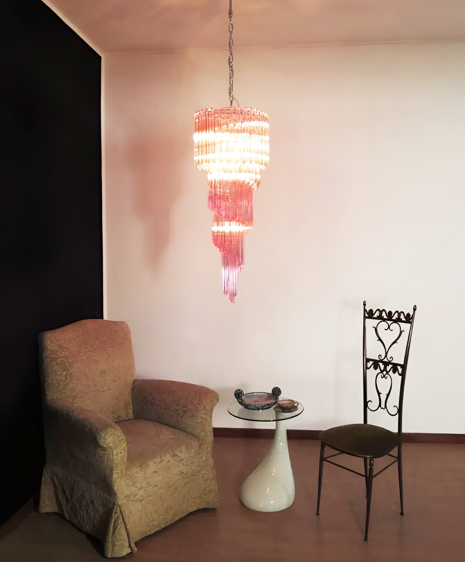 Aurora Chandelier Spiral Pink Prism Tiered - Letslighting