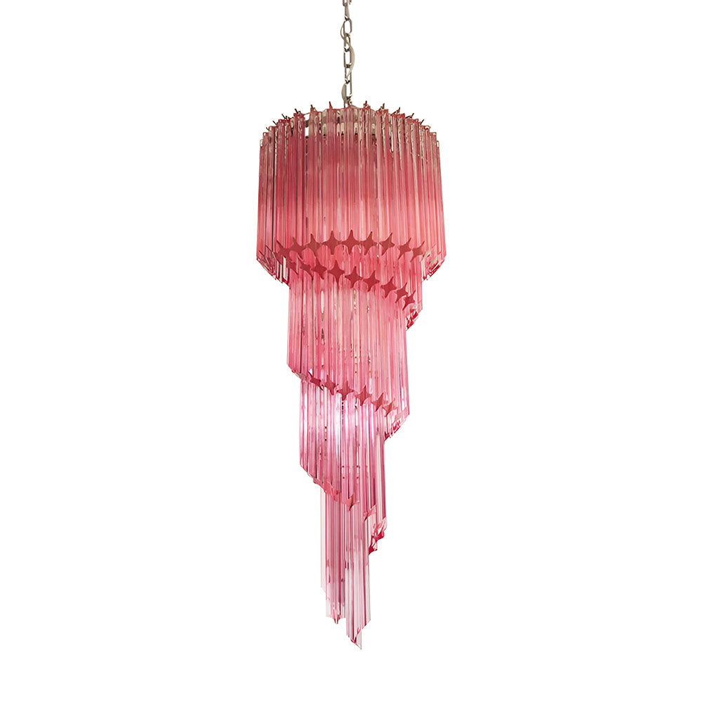 Aurora Chandelier Spiral Pink Prism Tiered - Letslighting