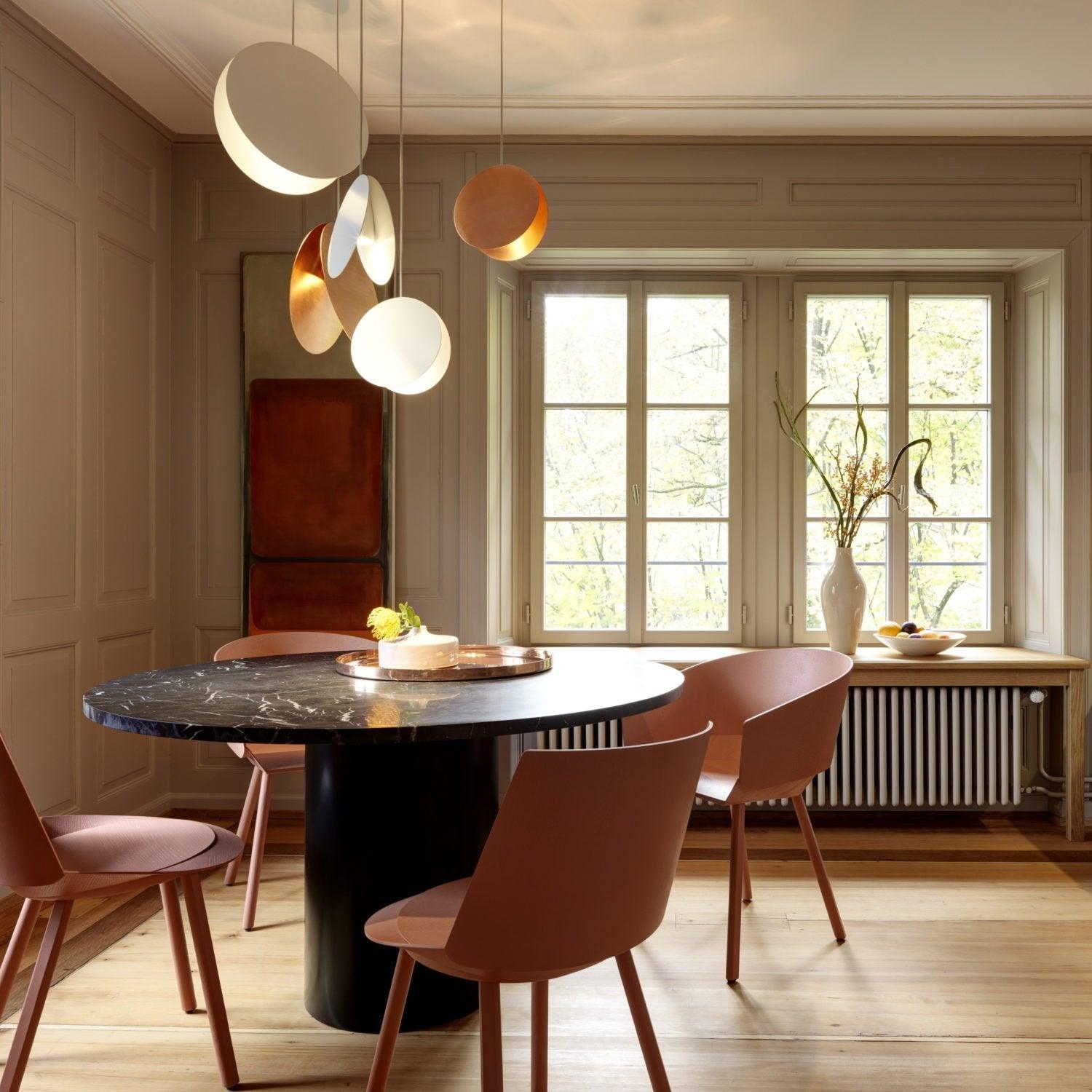 Valentina Ronde LED Suspension Blanc Rose Métal Blanc Salon Chambre
