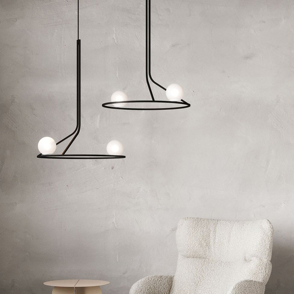 Ilthael Modern Minimalist Brass Glass Chandelier - Lamp Copper