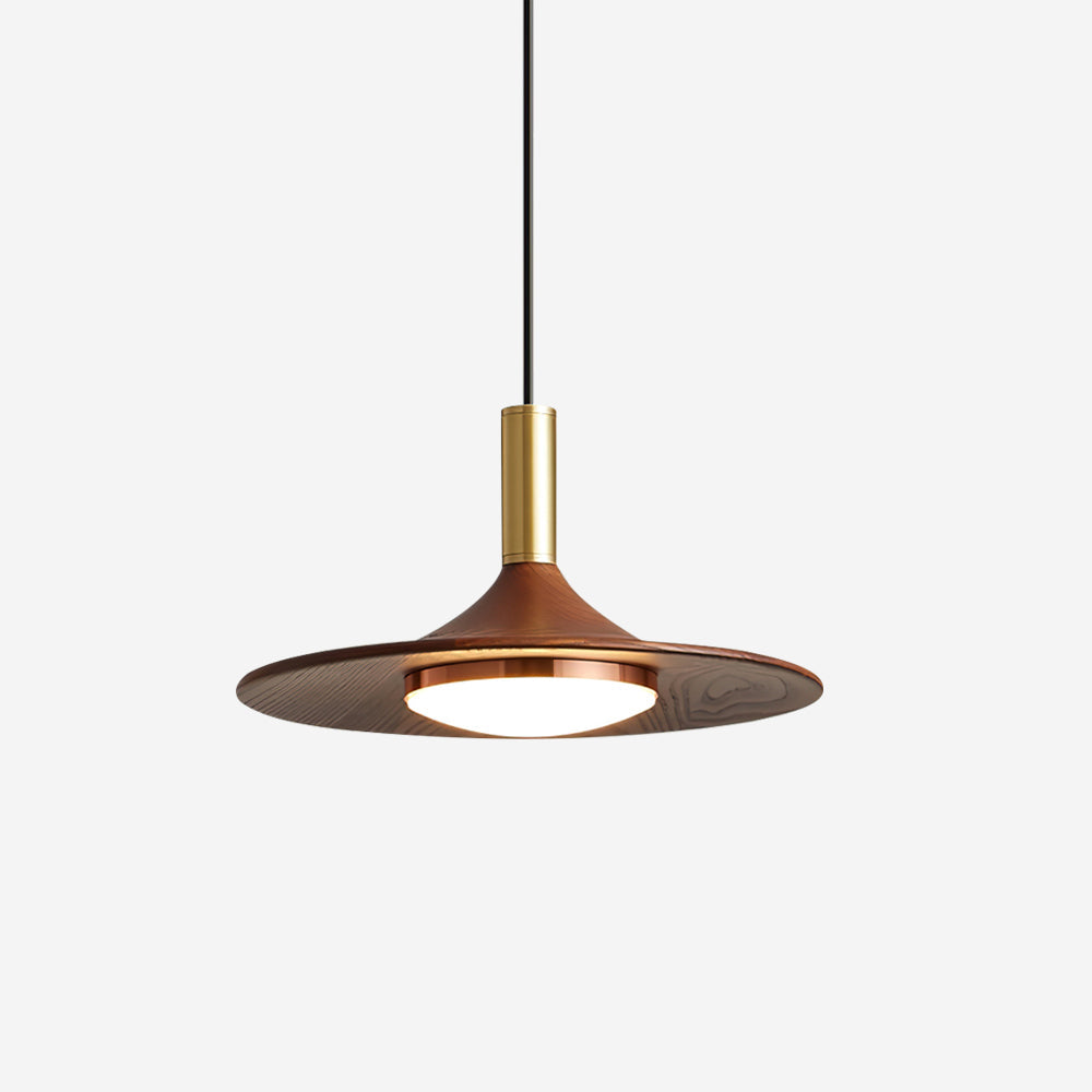 Pendant Lamp Wood-Grain Disc LED Acrylic Midcentury - Letslighting