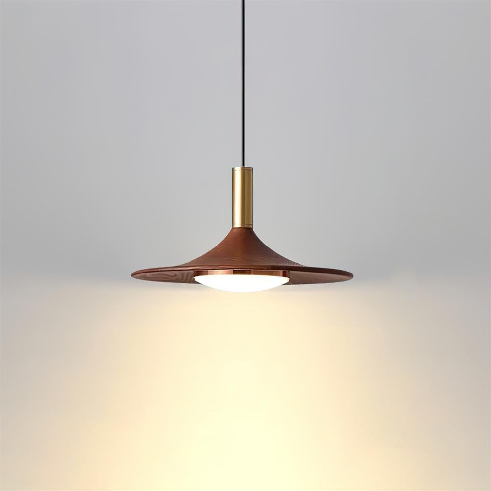 Pendant Lamp Wood-Grain Disc LED Acrylic Midcentury - Letslighting