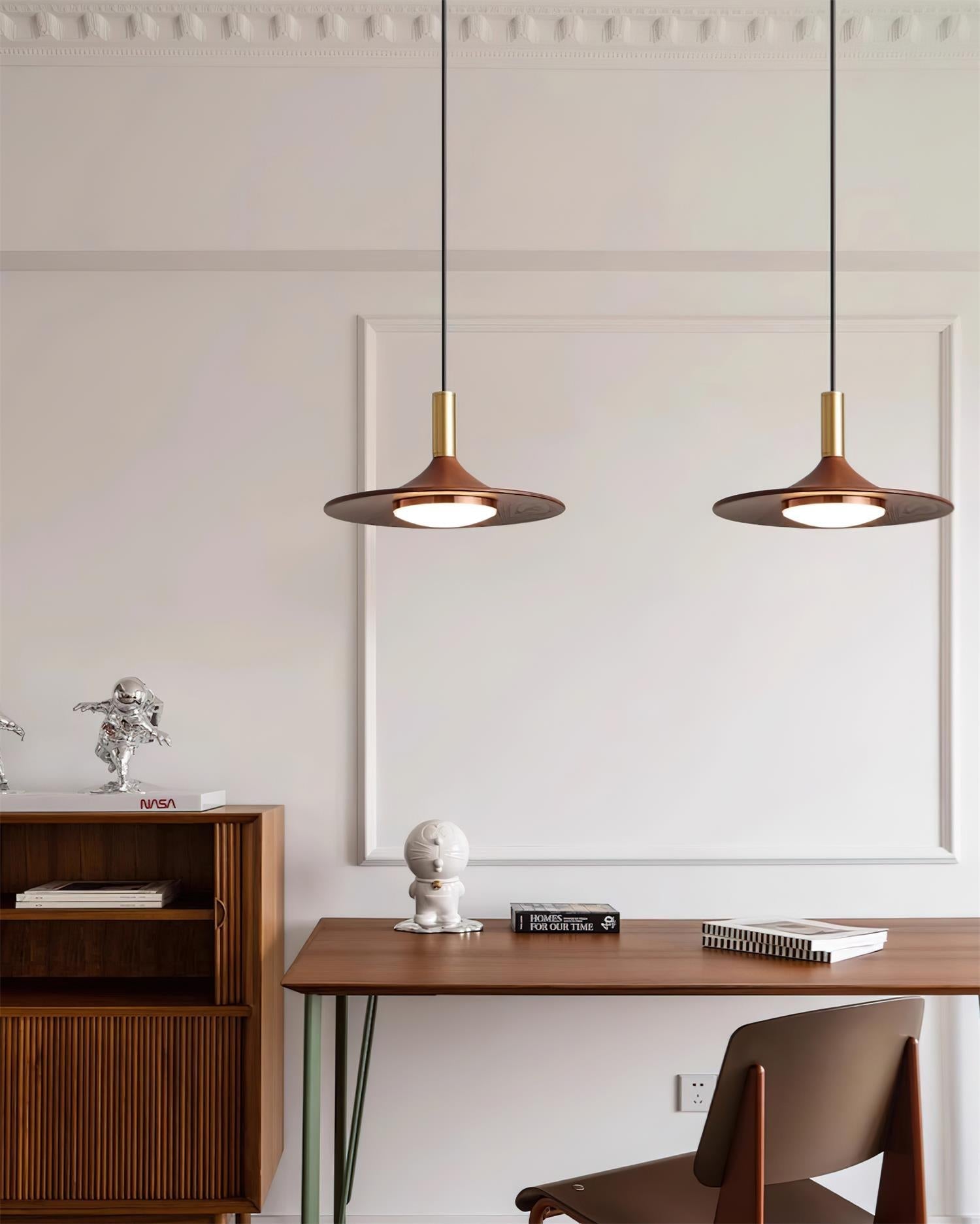 Pendant Lamp Wood-Grain Disc LED Acrylic Midcentury - Letslighting