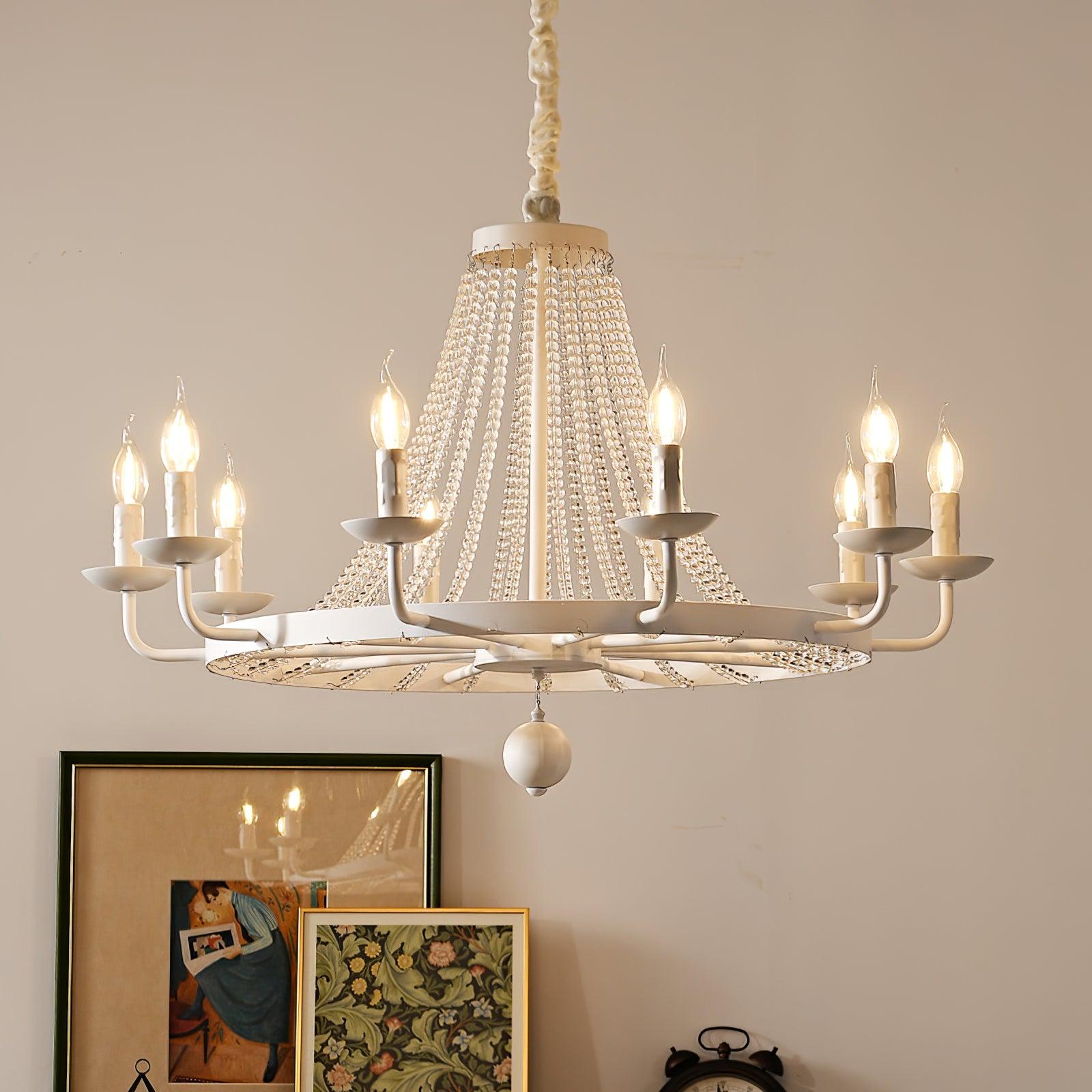 Naples Chandelier Crystal Bead Rustic White Gray Regal - Letslighting