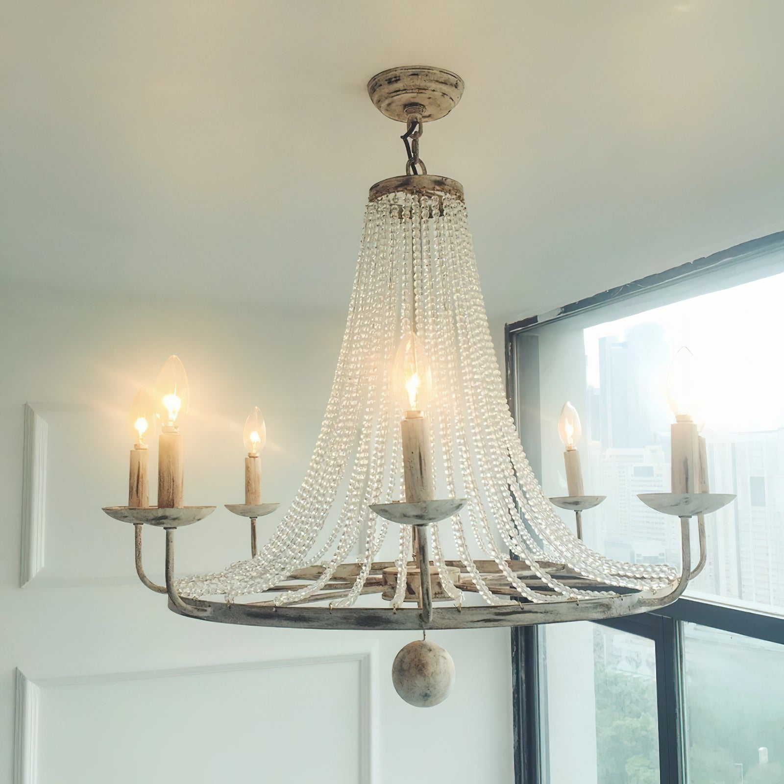 Coloros Vintage Industrial White Metal Chandelier - Lamp Copper