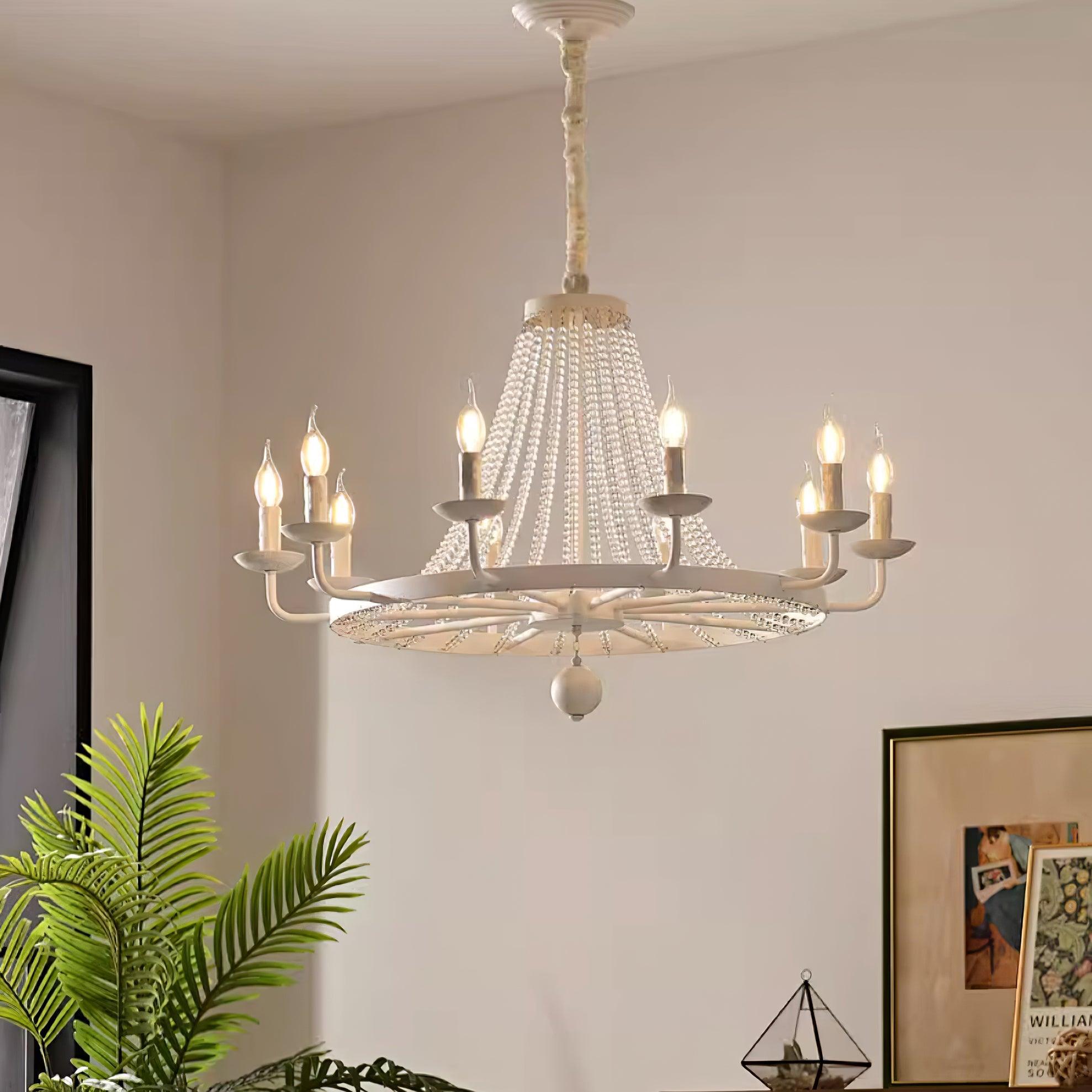 Naples Chandelier Crystal Bead Rustic White Gray Regal - Letslighting