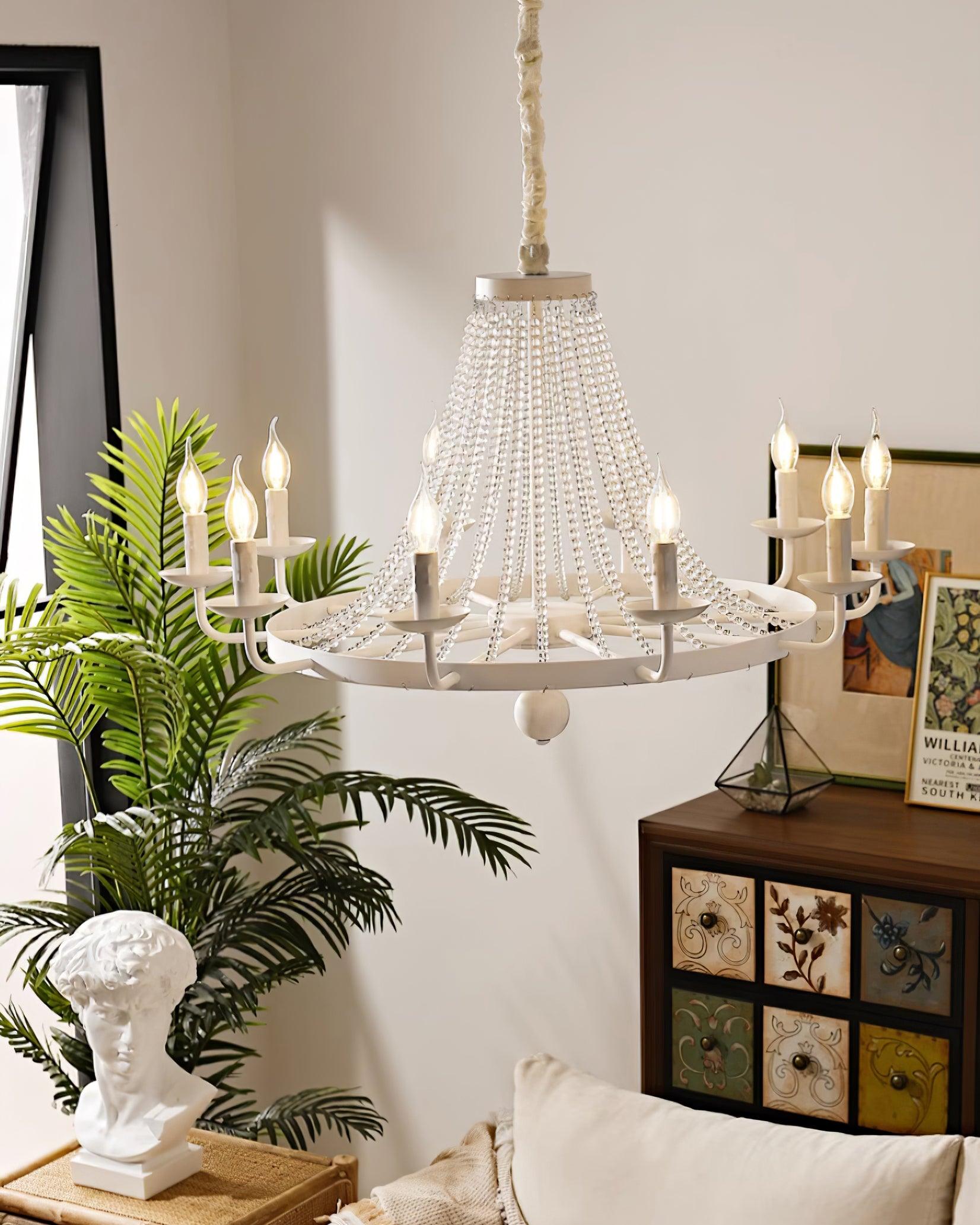 Naples Chandelier Crystal Bead Rustic White Gray Regal - Letslighting