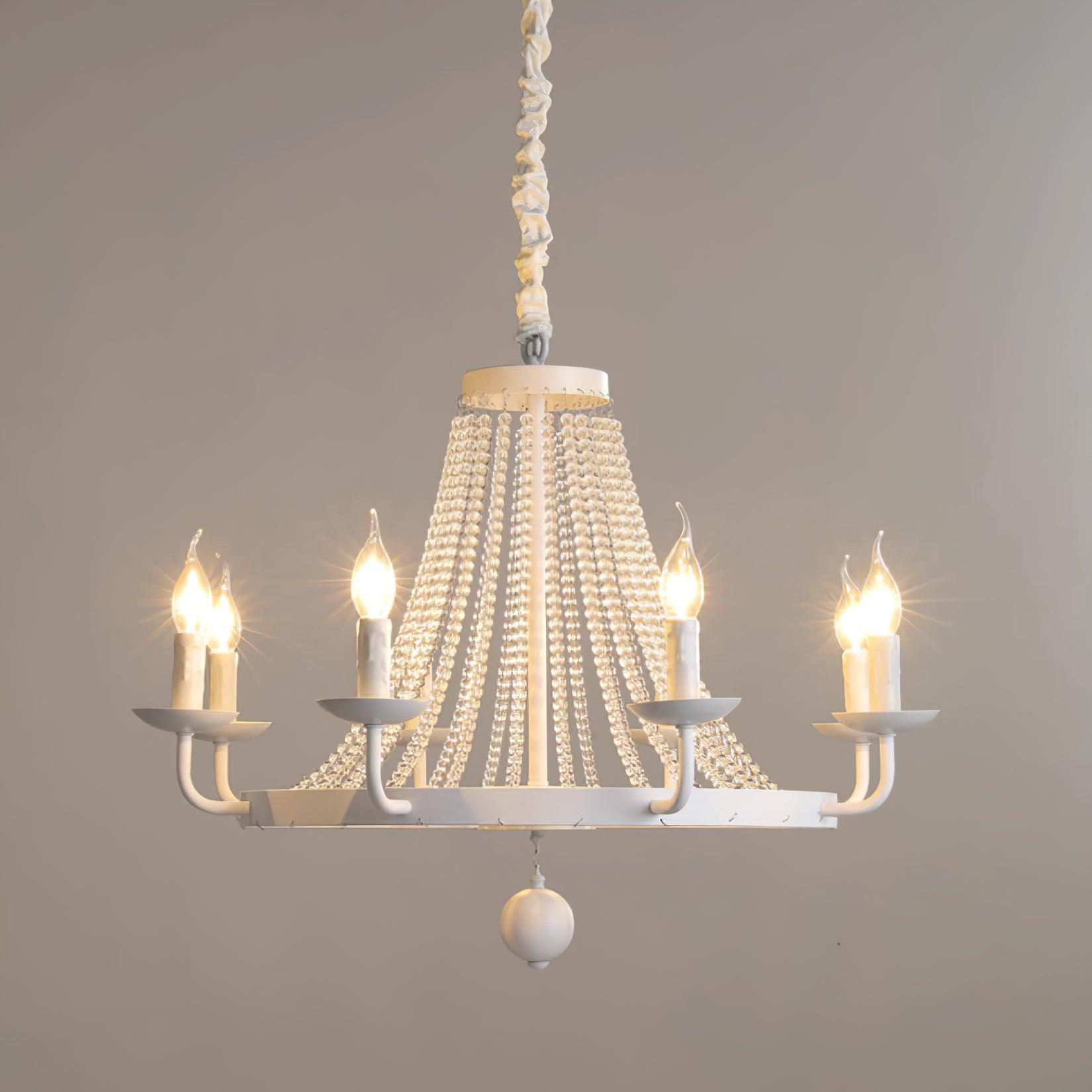 Naples Chandelier Crystal Bead Rustic White Gray Regal - Letslighting