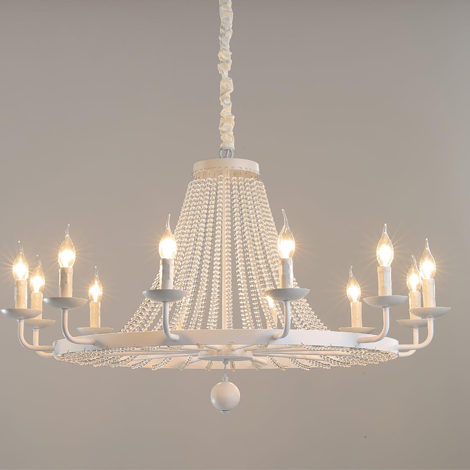 Naples Chandelier Crystal Bead Rustic White Gray Regal - Letslighting