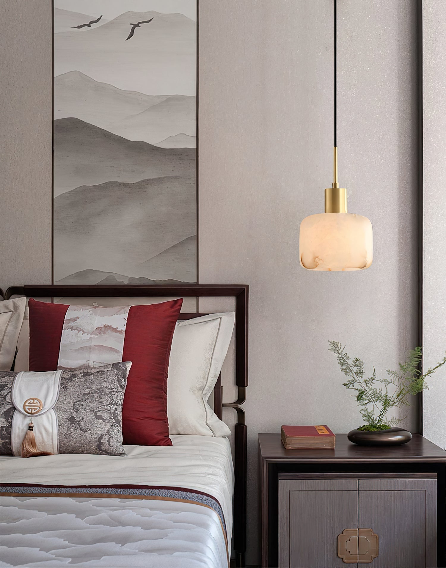 Eliriel Natural Small Alabaster Pendant Light - Lamp Copper
