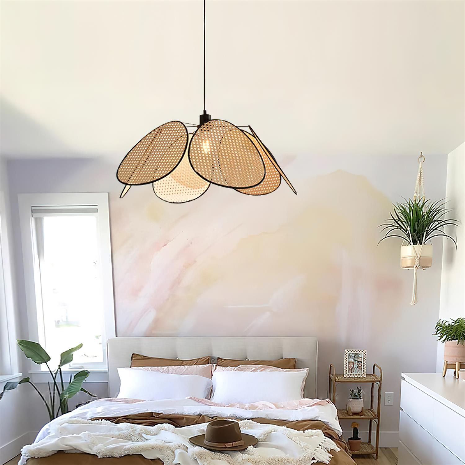 Chandelier with Rattan Petals and Frame Ambient Bohemian - Letslighting