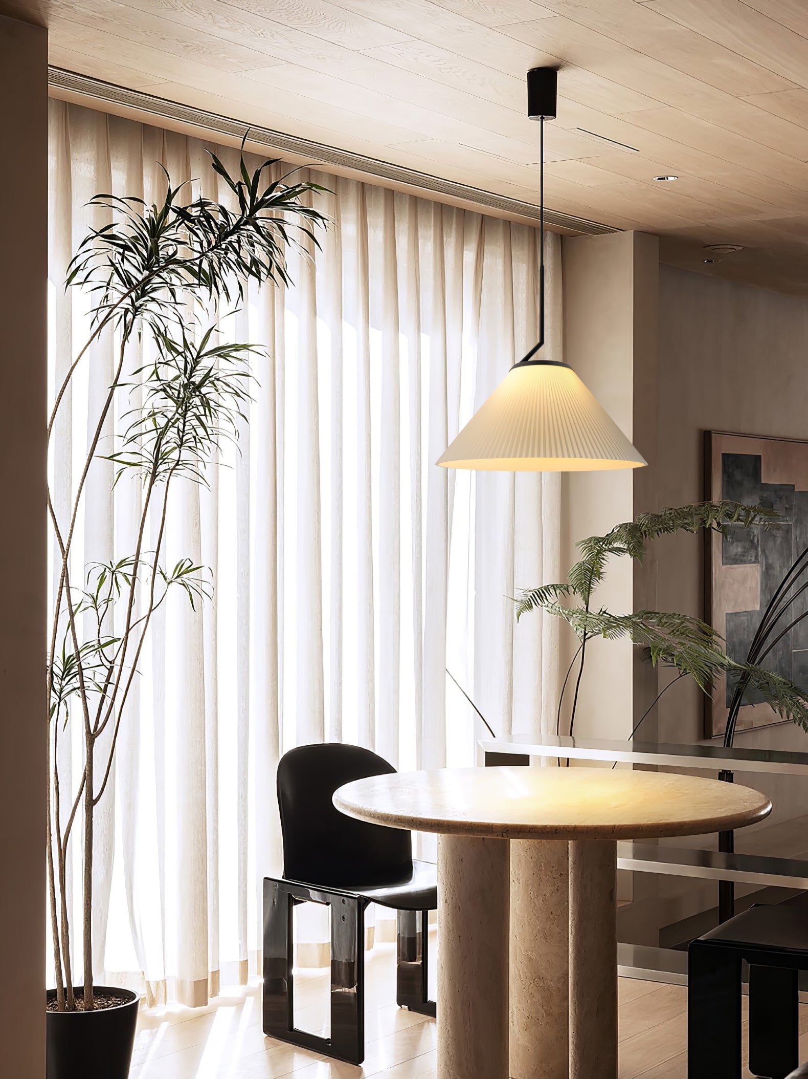 Nebra Pleated Pendant Lamp Fabric Minimalist - Letslighting