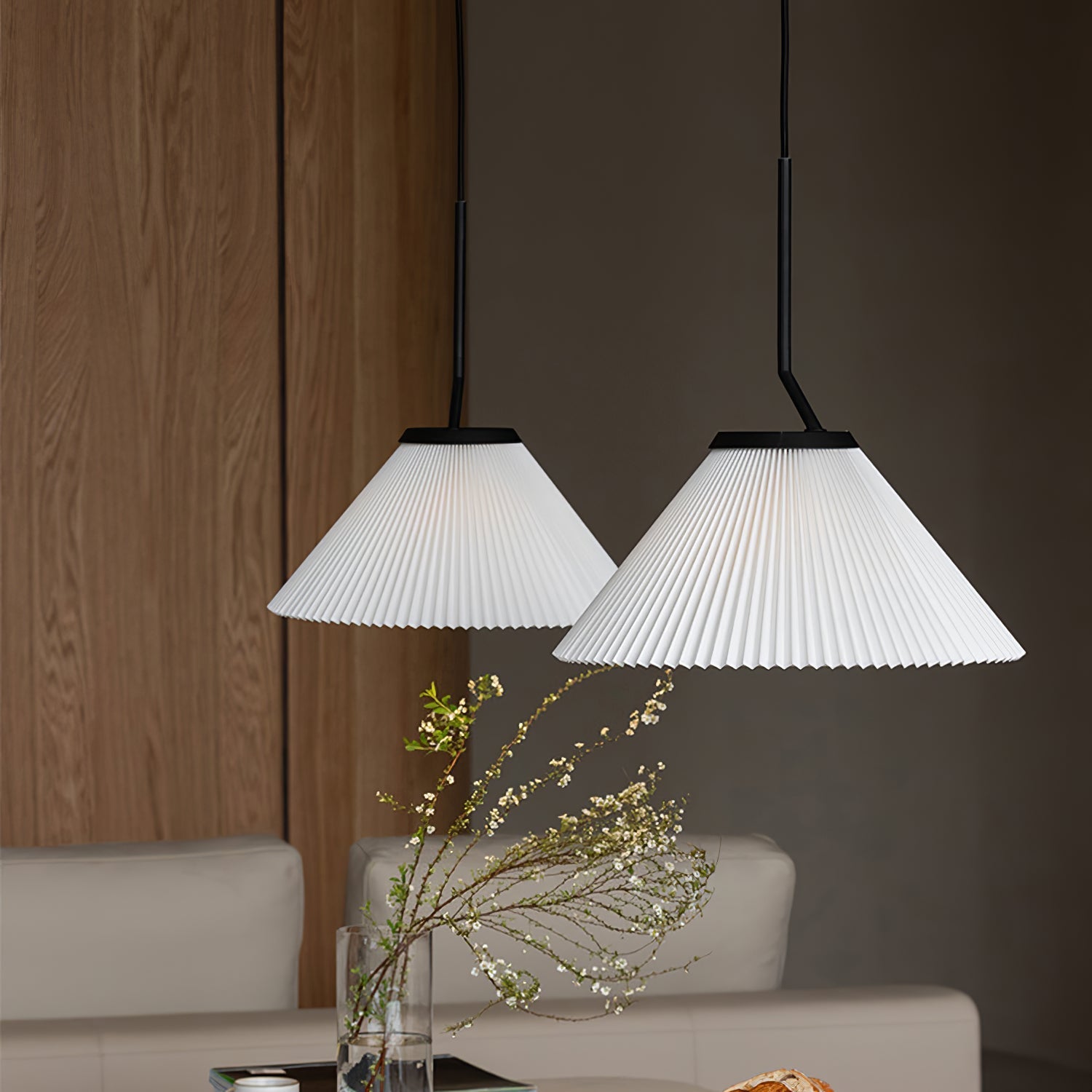 Nebra Pleated Pendant Lamp Fabric Minimalist - Letslighting