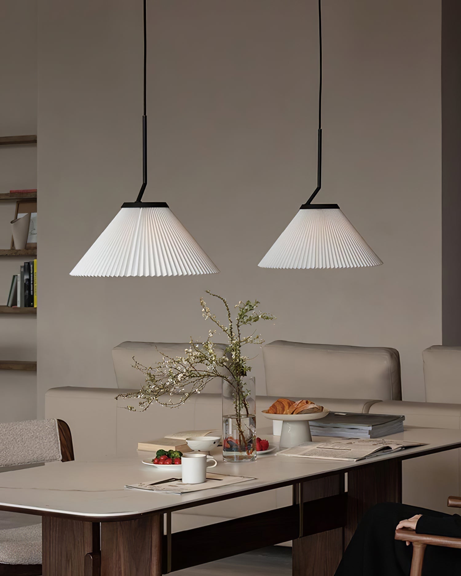 Nebra Pleated Pendant Lamp Fabric Minimalist - Letslighting