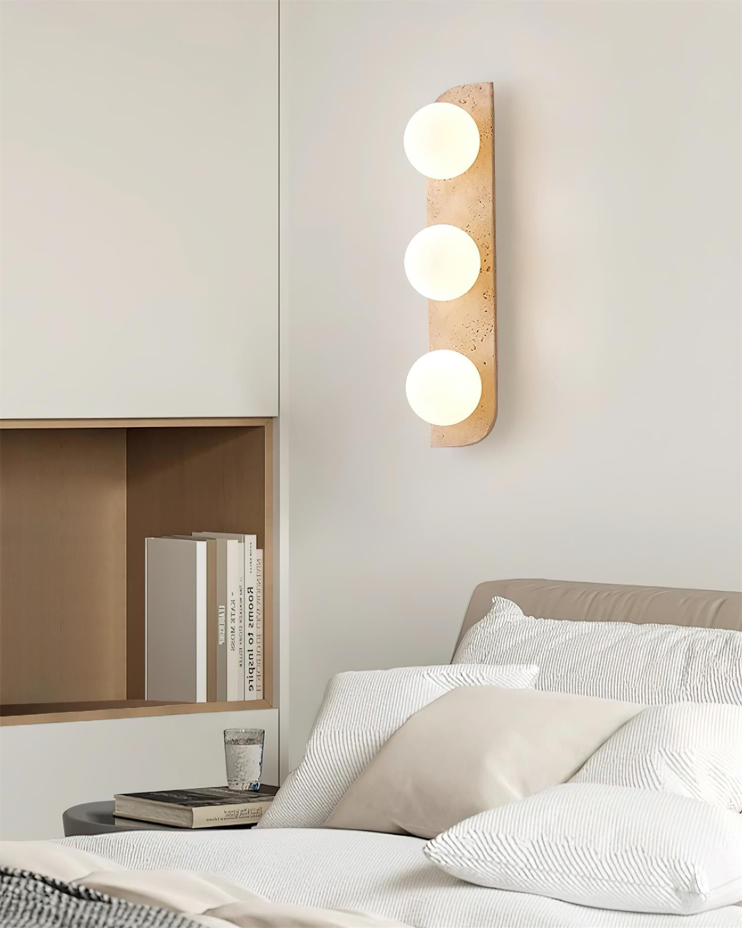 Wall Lamp Travertine Plug-In with Dual Glass Globes Soft Glow - Letslighting