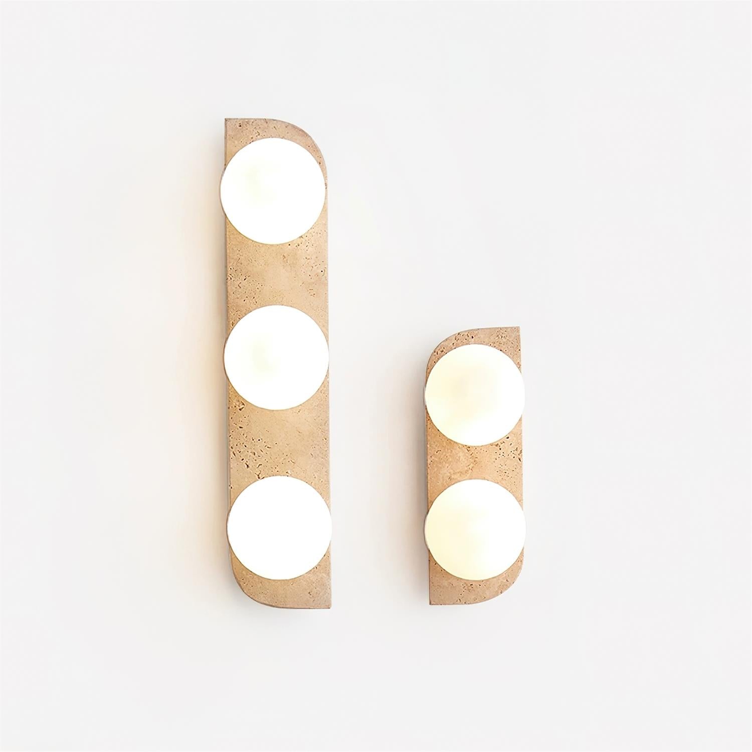 Wall Lamp Travertine Plug-In with Dual Glass Globes Soft Glow - Letslighting