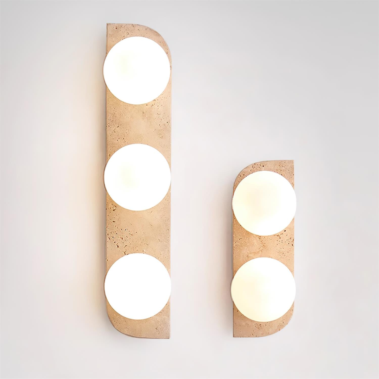 Wall Lamp Travertine Plug-In with Dual Glass Globes Soft Glow - Letslighting