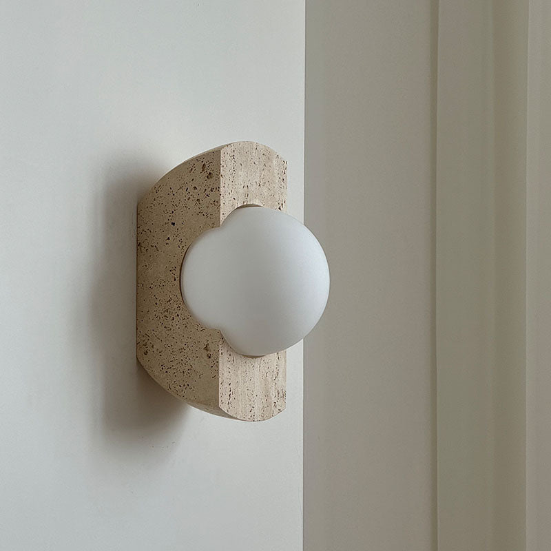 Umaris Modern Minimalist Travertine Glass Wall Lamp - Lamp Copper