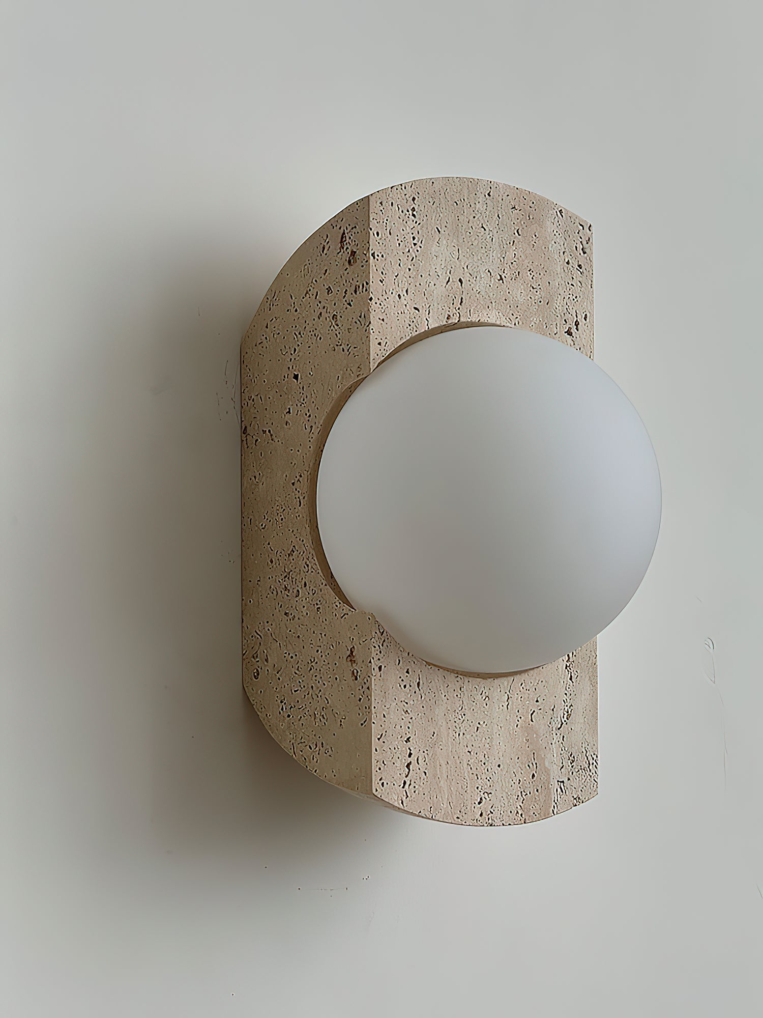 Umaris Modern Minimalist Travertine Glass Wall Lamp - Lamp Copper