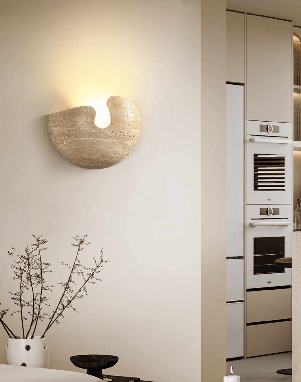 Nesa Applique Murale Minimaliste en Pierre de Travertin