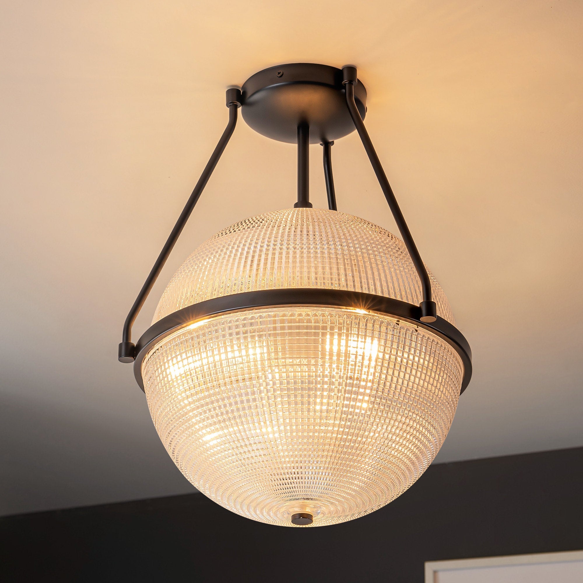 Atale Modern Minimalist Glass Metal Ceiling Lamp - Lamp Copper