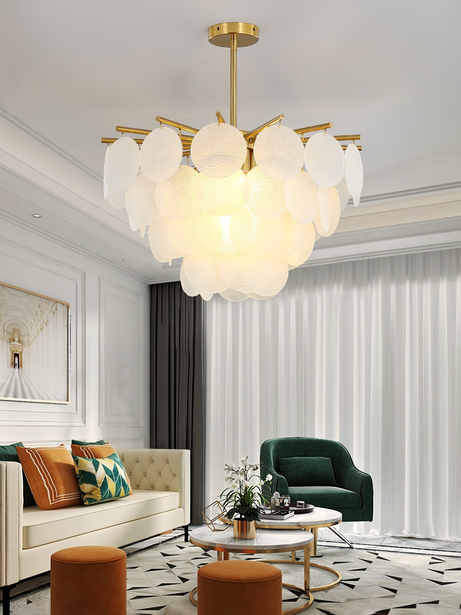 Solara Chandelier Nimbus Glass Droplets - Letslighting