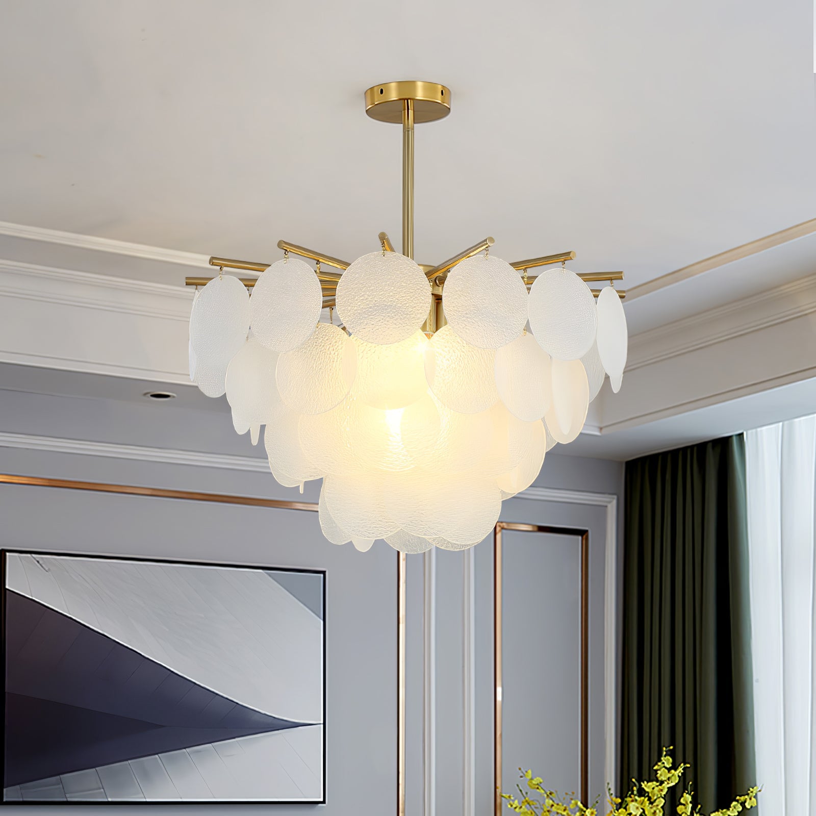 Solara Chandelier Nimbus Glass Droplets - Letslighting
