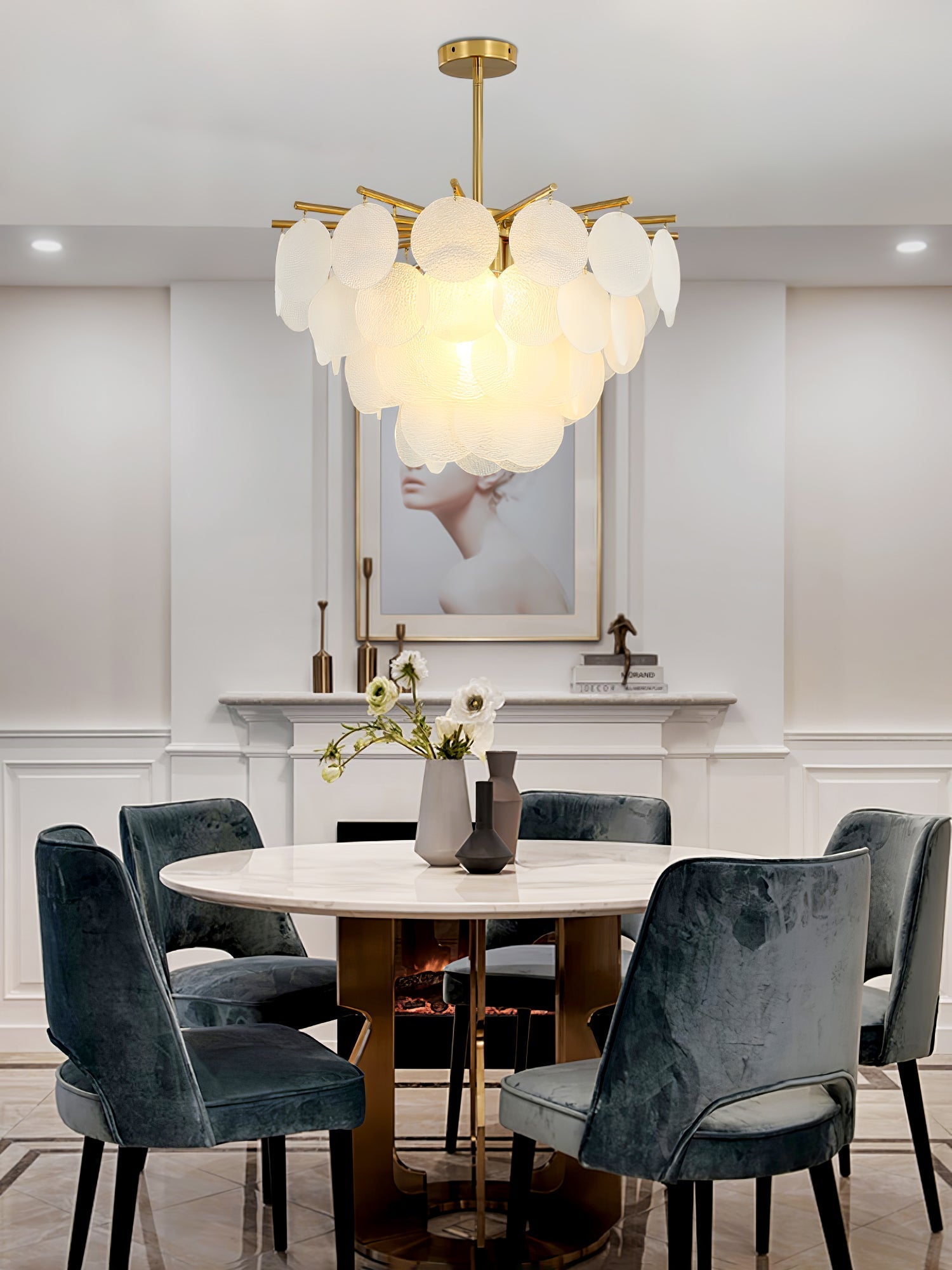 Solara Chandelier Nimbus Glass Droplets - Letslighting