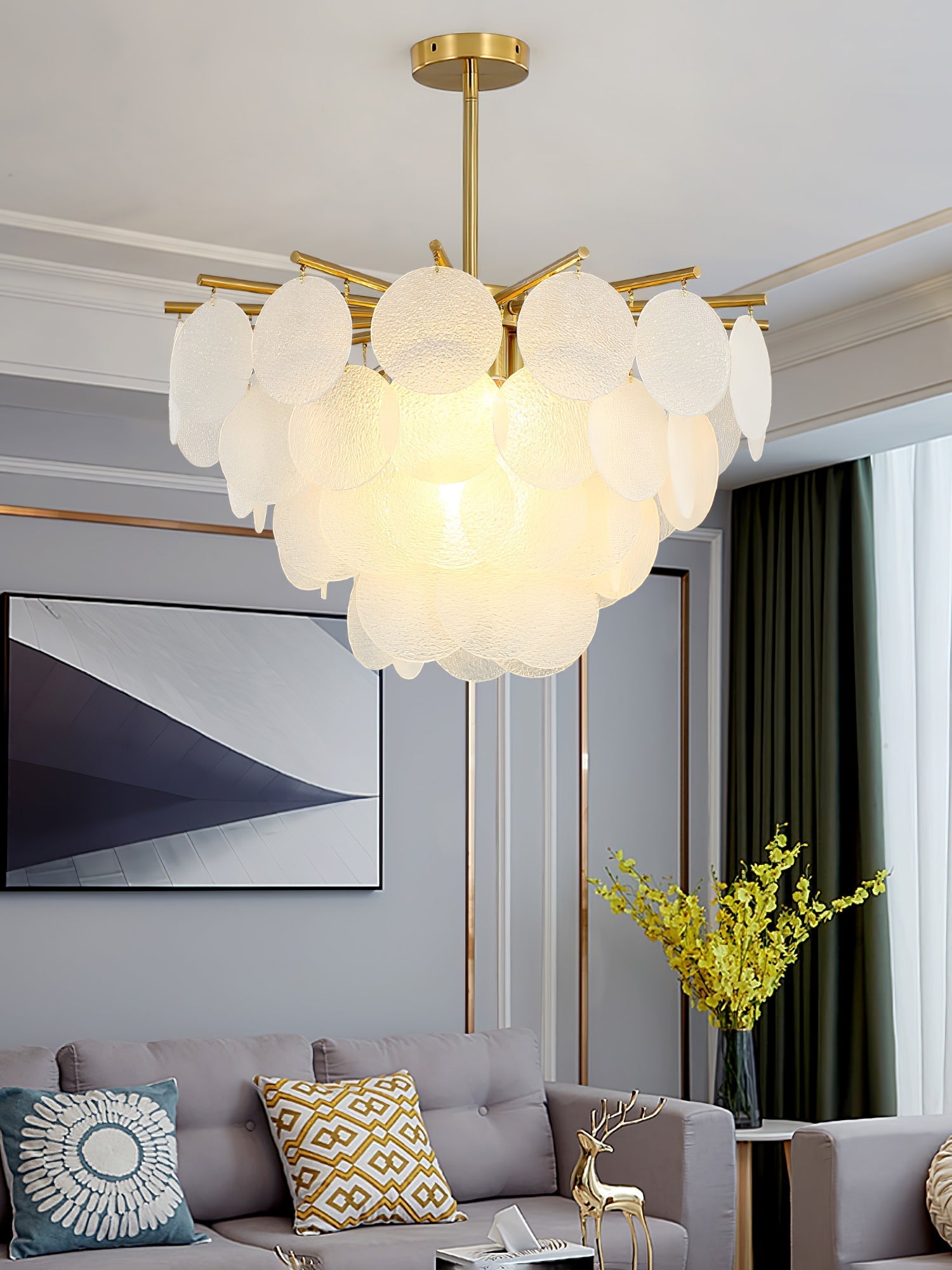 Solara Chandelier Nimbus Glass Droplets - Letslighting