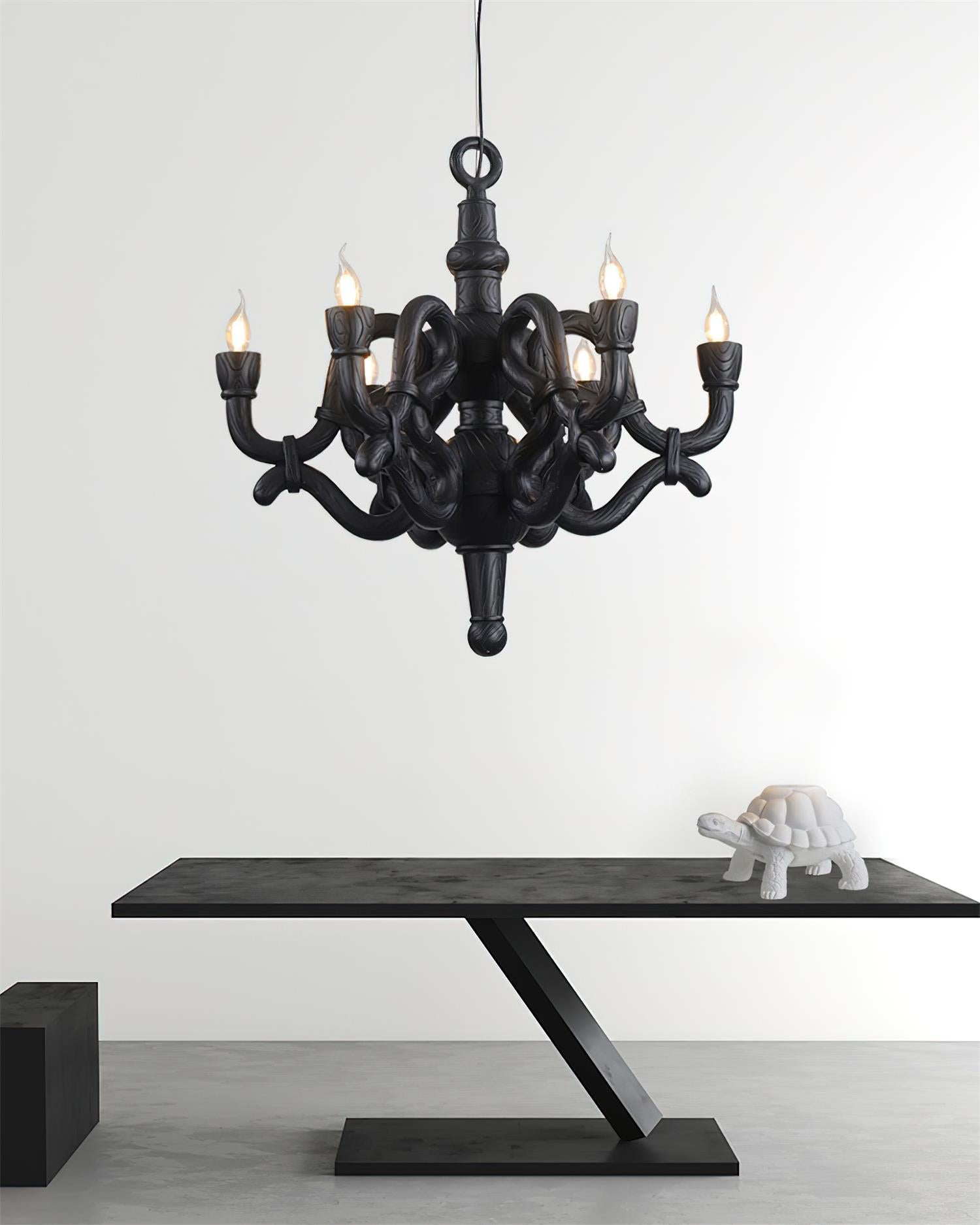 Nocturne Chandelier Sculptural Faux-Bois Arms - Letslighting
