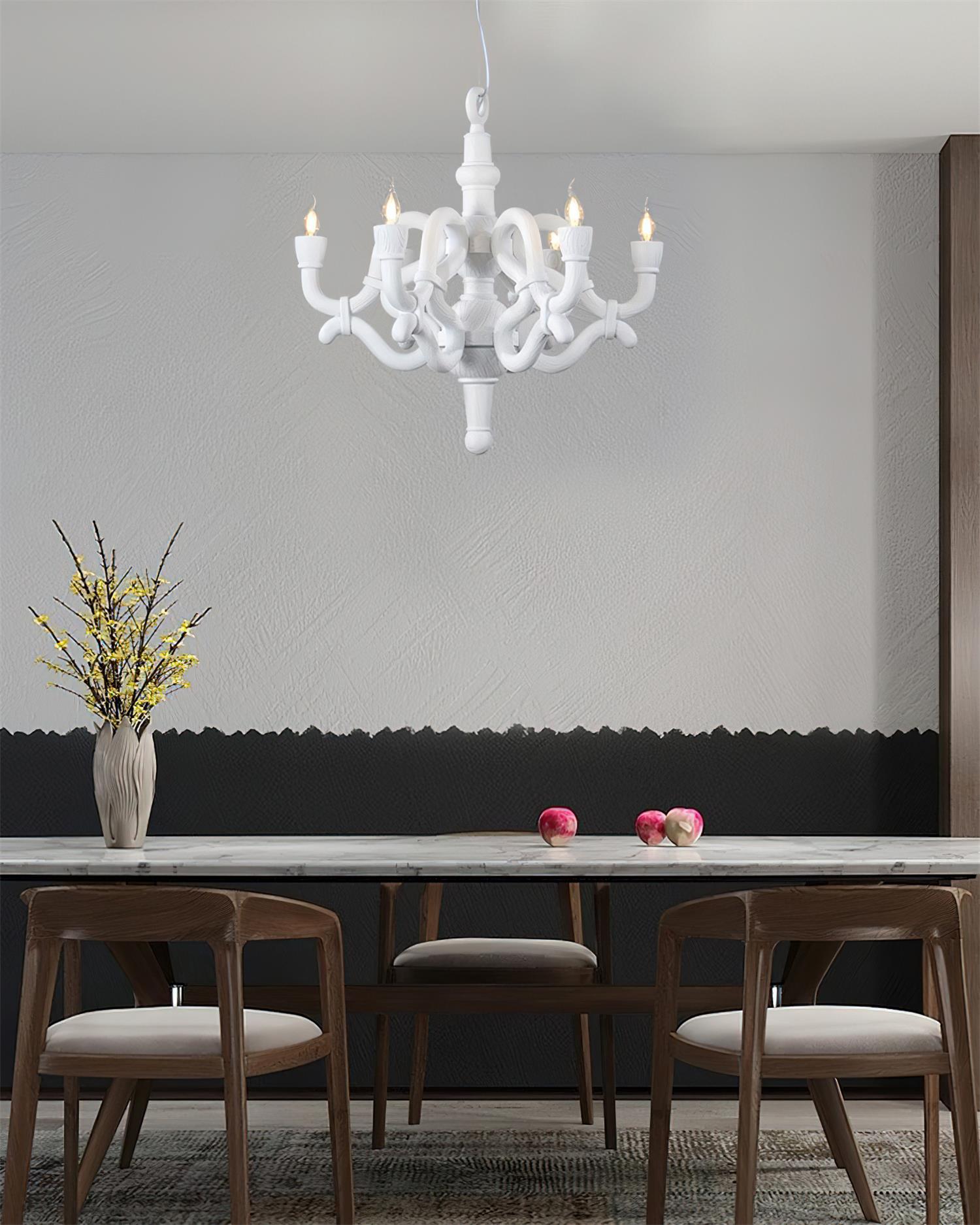 Nocturne Chandelier Sculptural Faux-Bois Arms - Letslighting