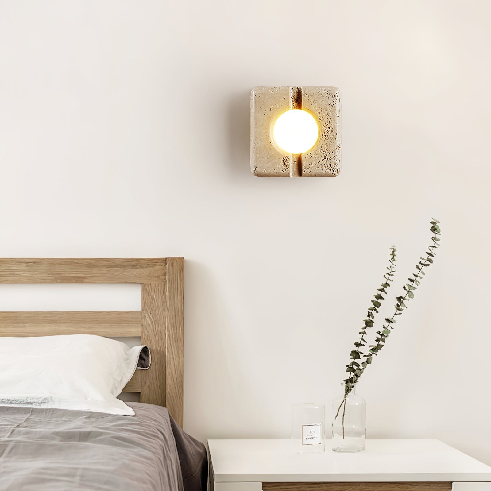 Olvenan Square Travertine Wall Light - Letslighting