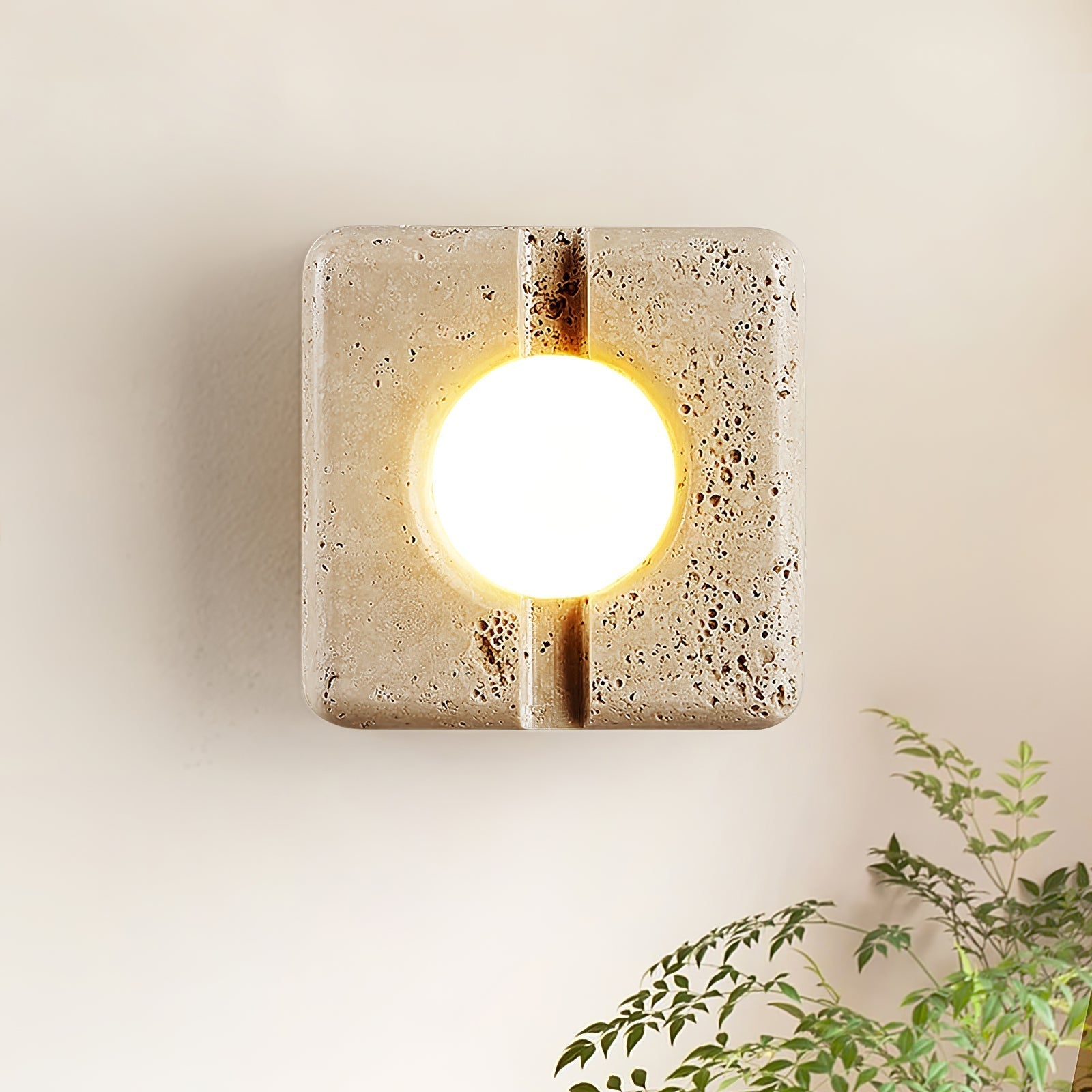 Olvenan Square Travertine Wall Light - Letslighting