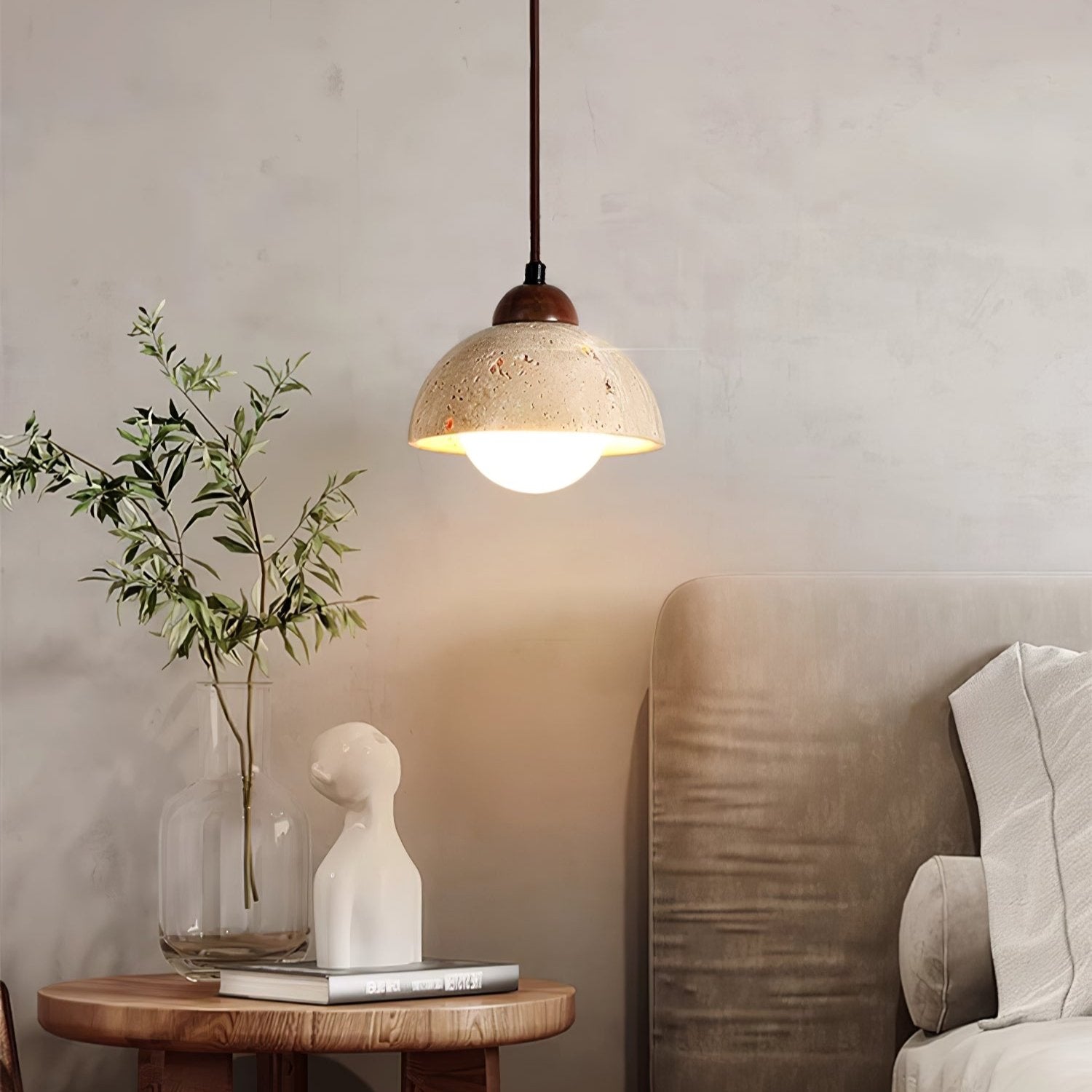 Orzora Dome-Shaped Travertine Pendant Light - Letslighting