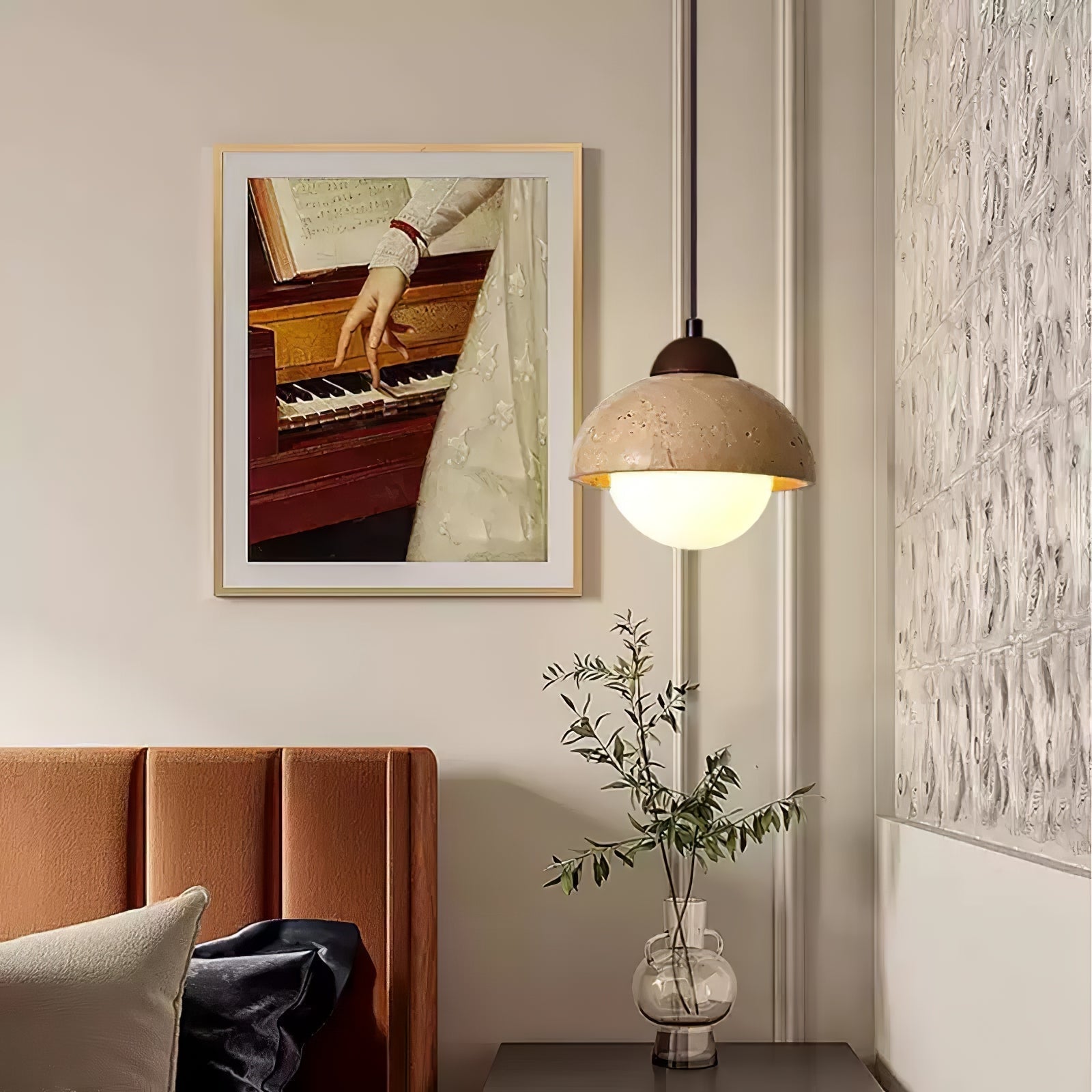 Orzora Dome-Shaped Travertine Pendant Light - Letslighting