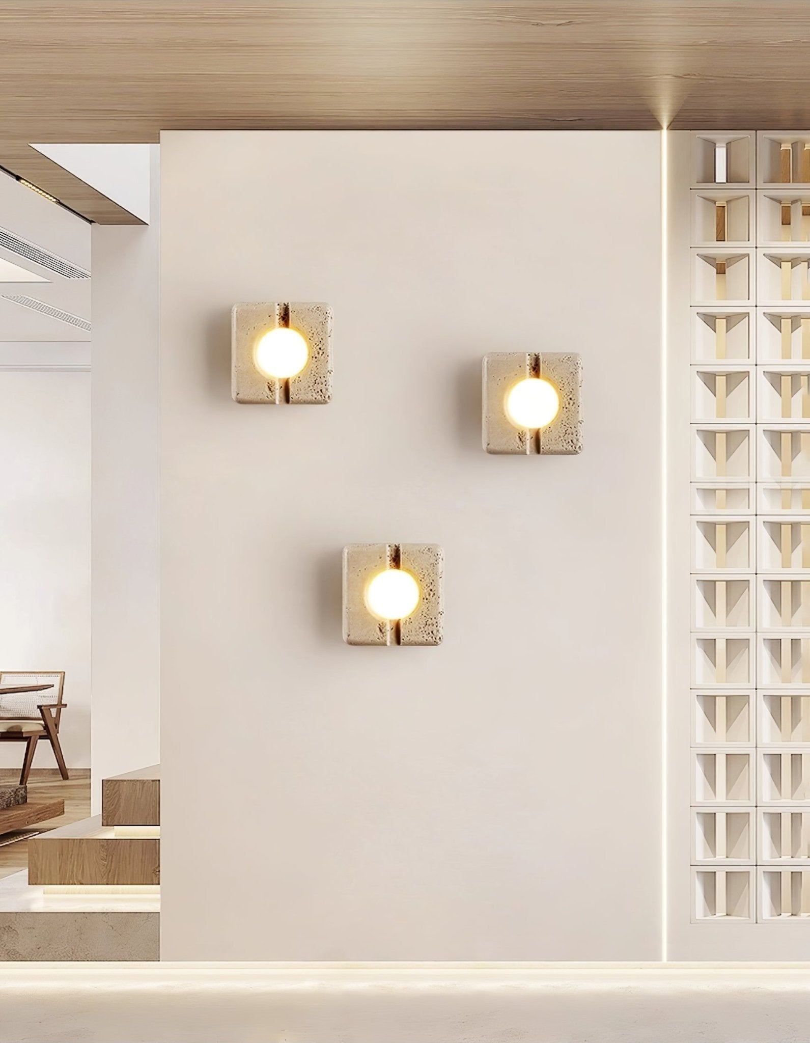 Olvenan Square Travertine Wall Light - Letslighting